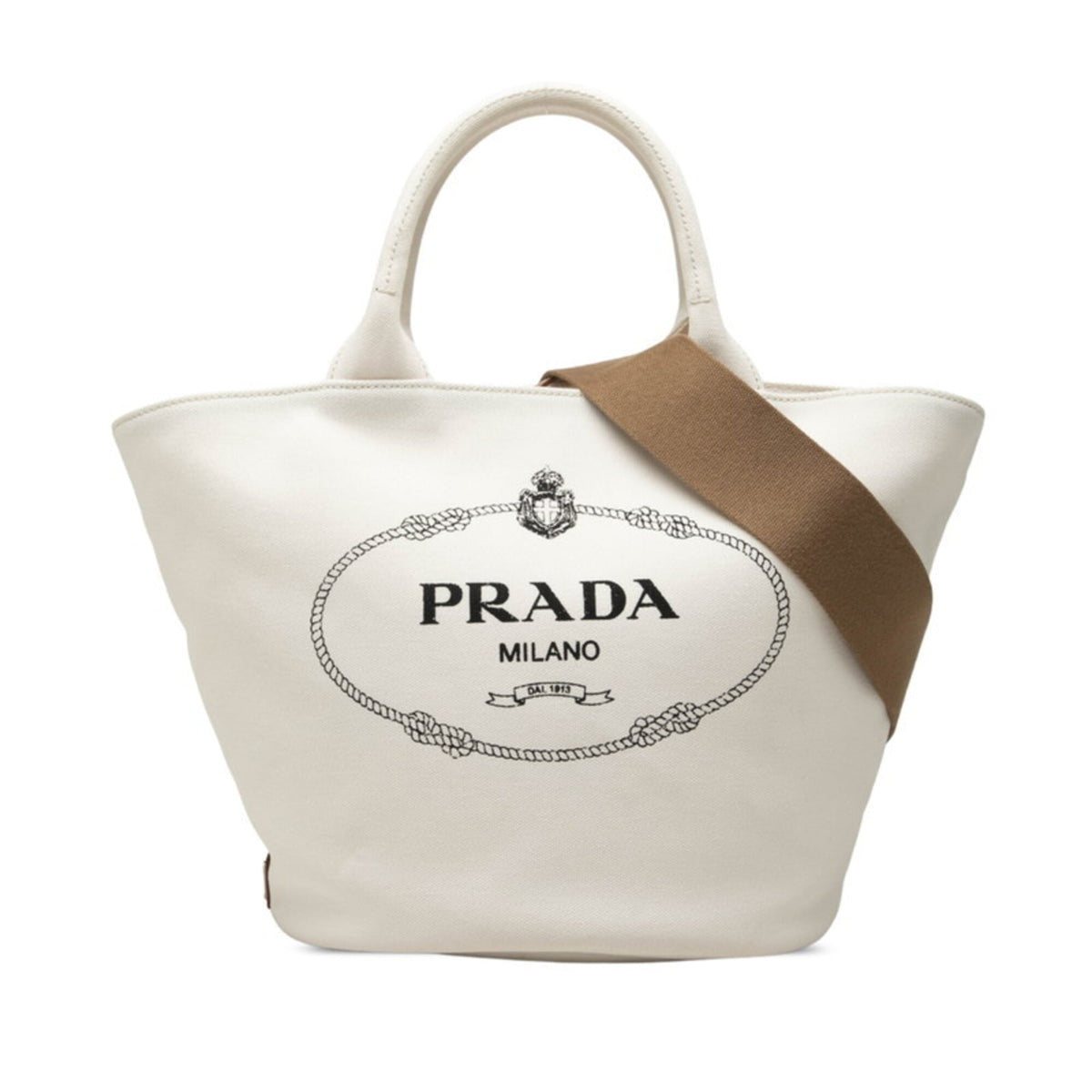 Prada White Canvas Pouch Shoulder Bag Tote Bag (Pre-Owned)