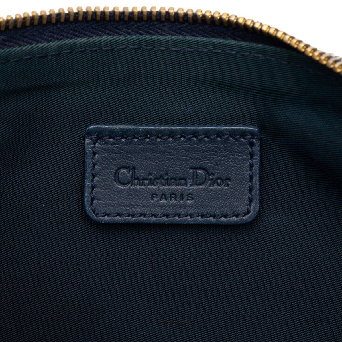 Christian Dior Trotter Navy Canvas Leather Handbag Pouch (Pre-Owned)