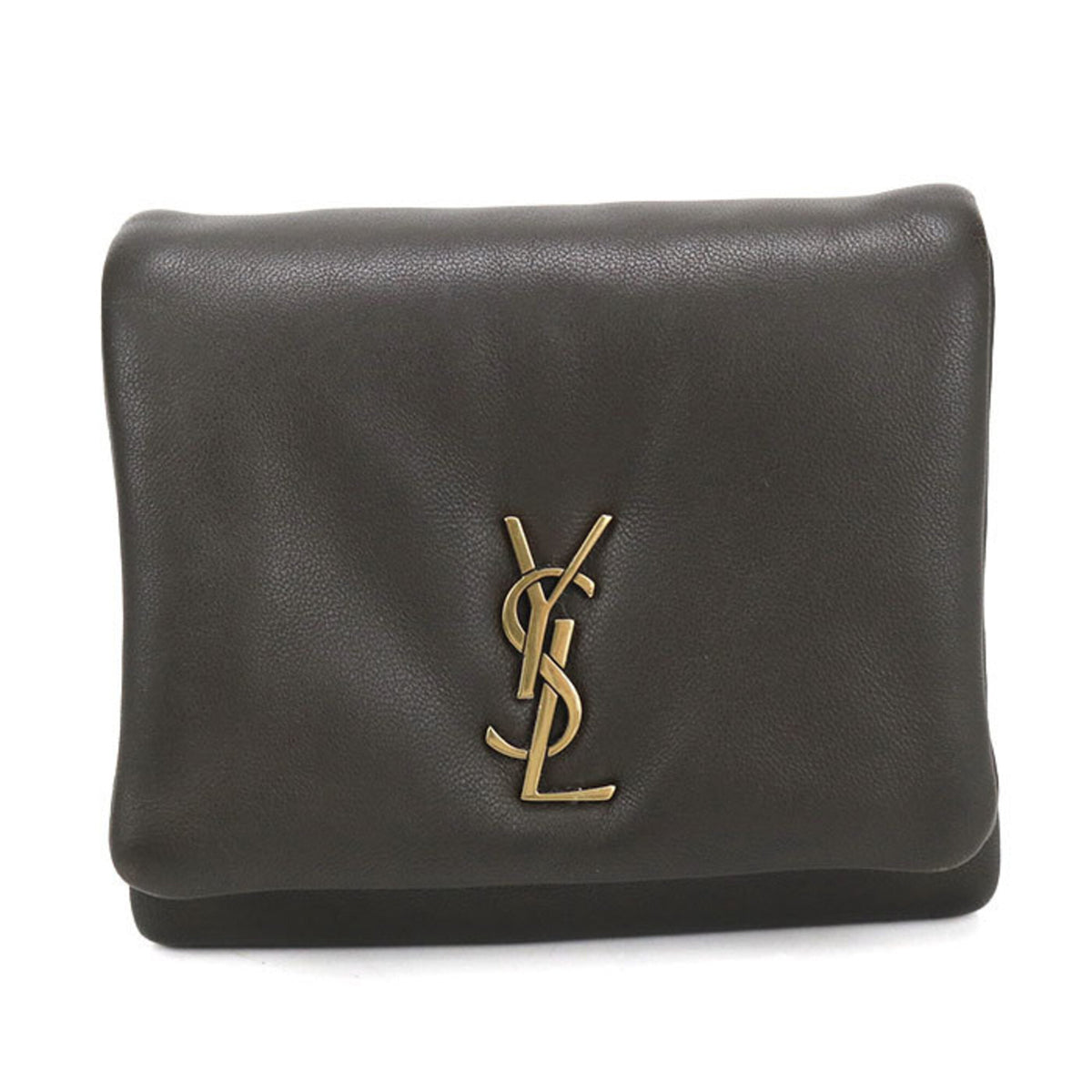 Saint Laurent Gray Leather Wallet (Tri-Fold) (Pre-Owned)