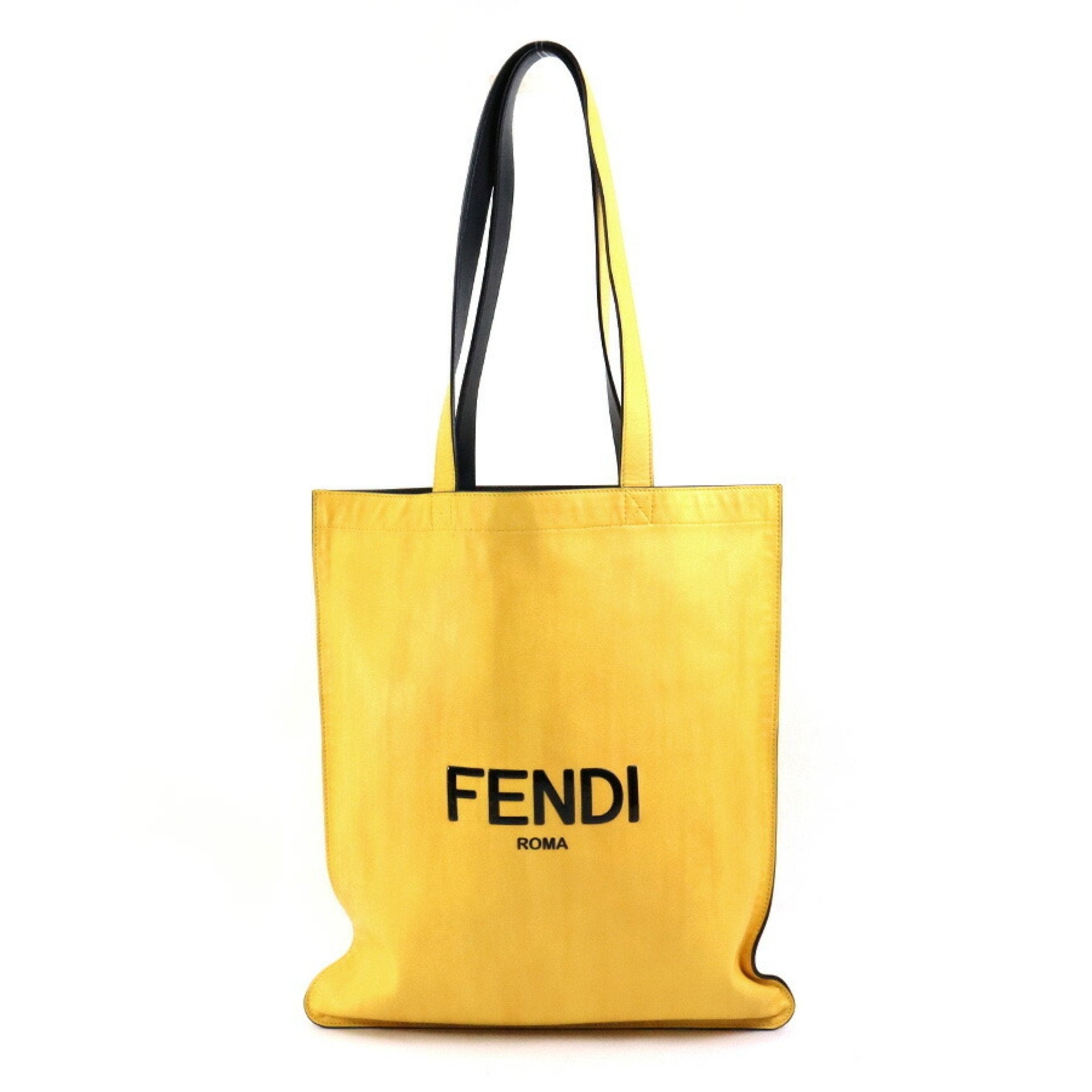 Fendi Black Yellow Leather Shoulder Bag Tote Bag (Pre-Owned)
