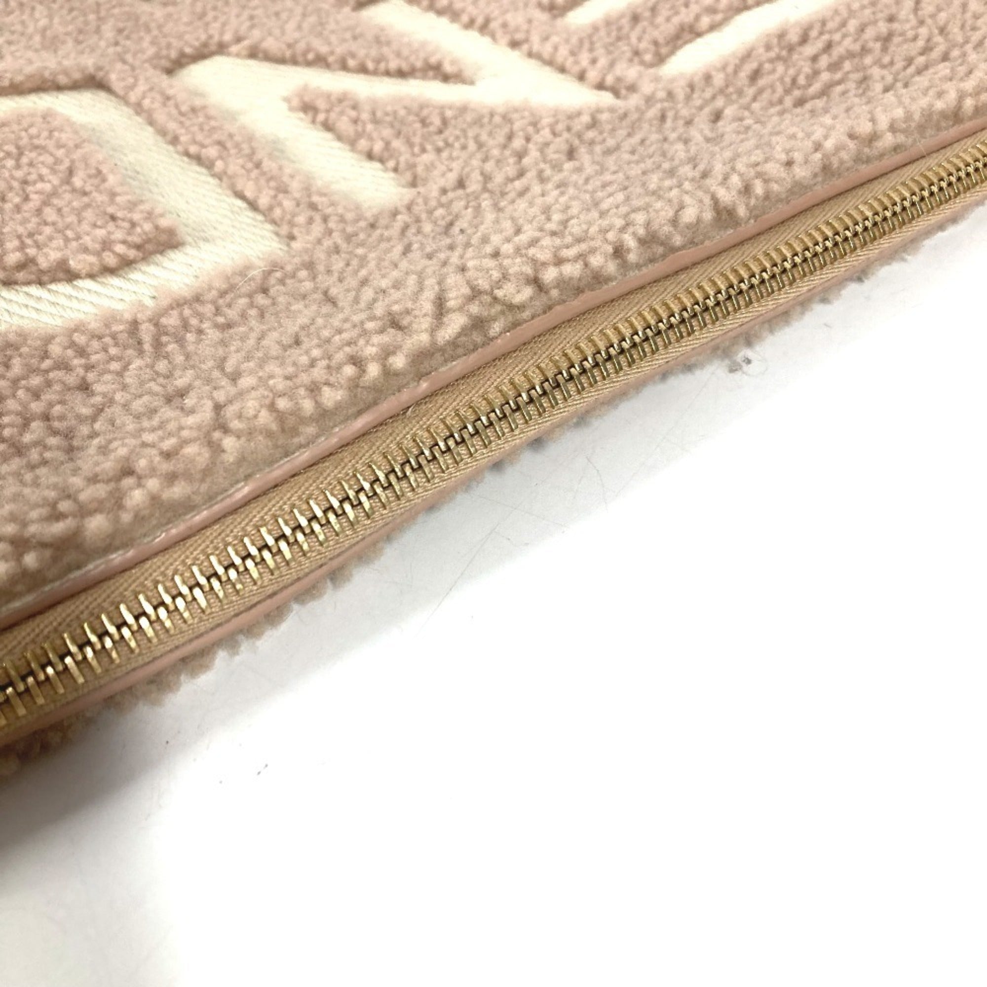 Fendi Pink Beige Fur Leather Clutch Bag Handbag Pouch (Pre-Owned)