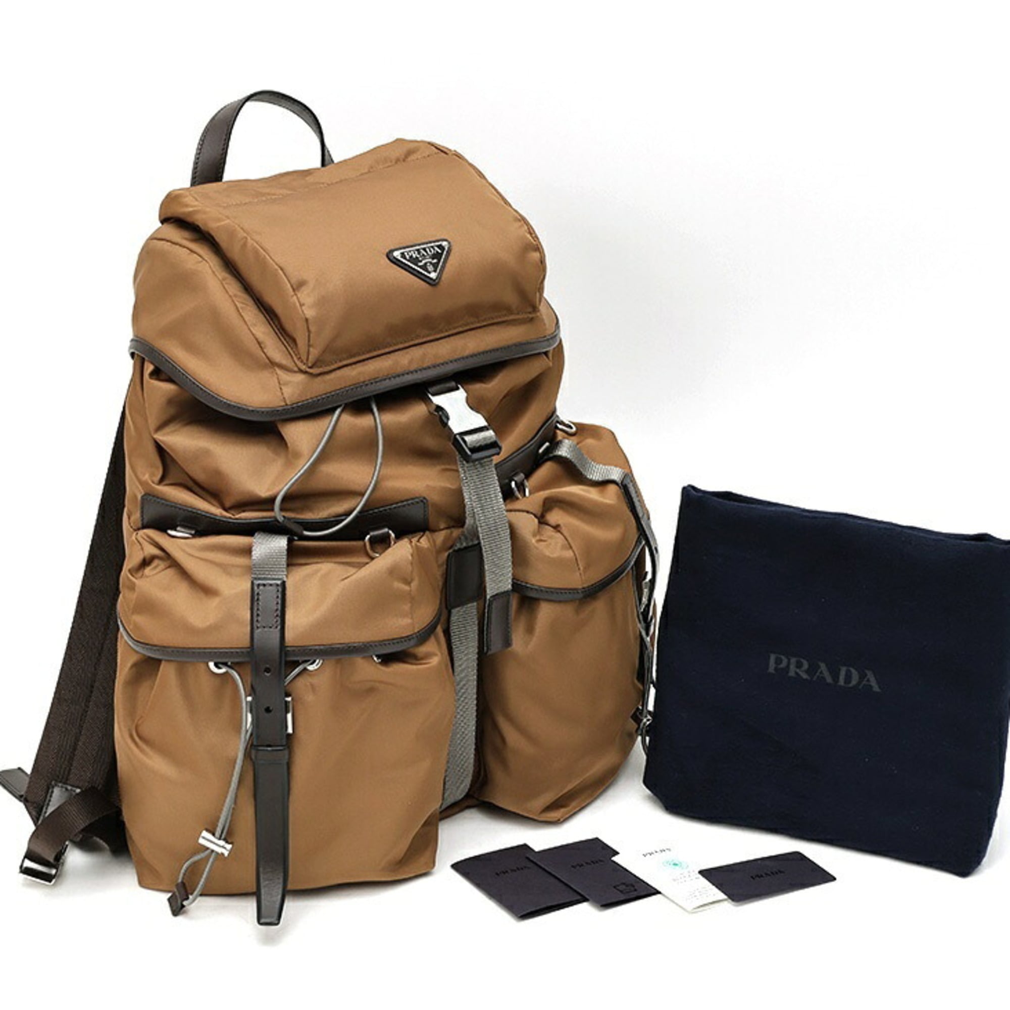 Prada Brown Nylon Leather Backpack (Pre-Owned)