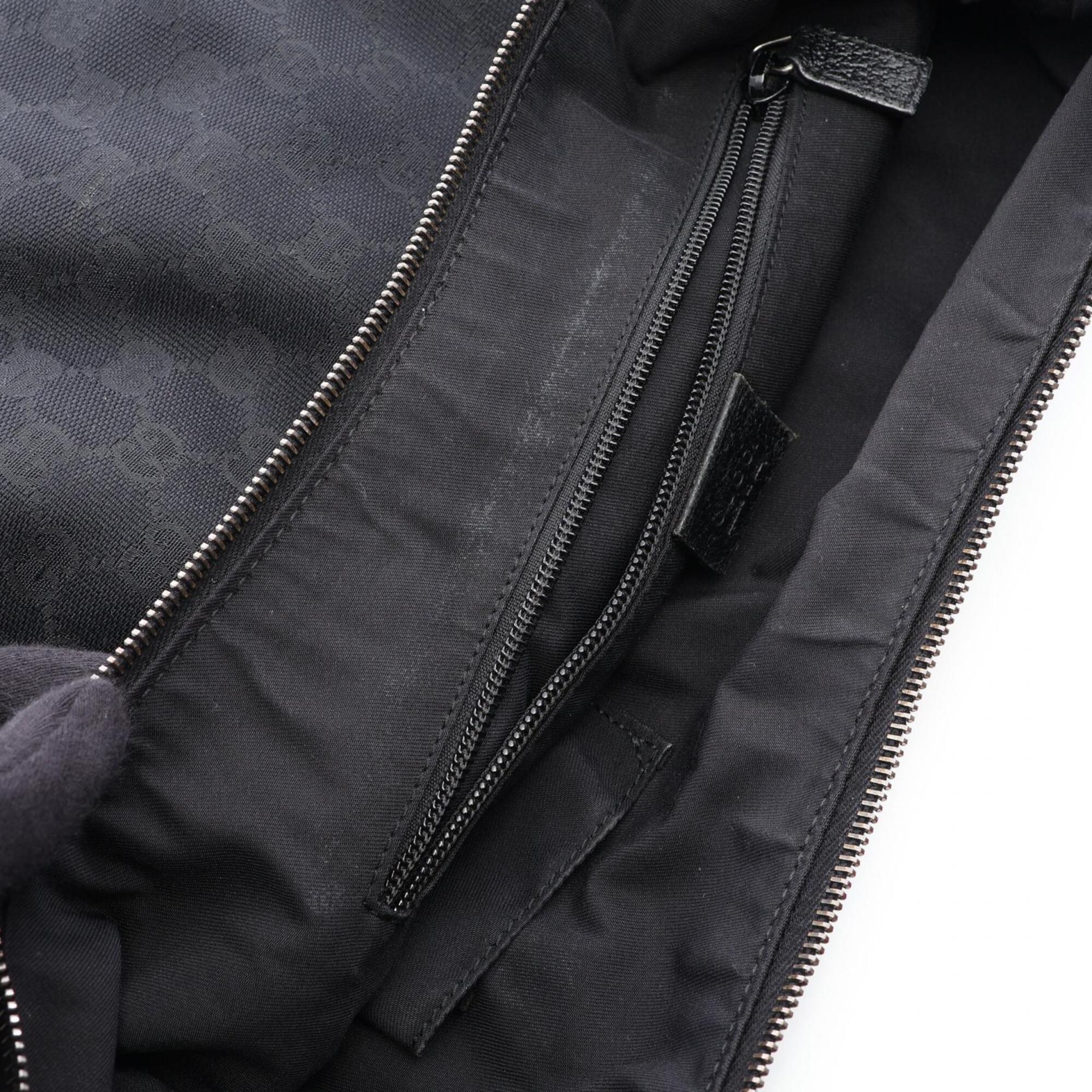 Gucci Gg Canvas Black Gg Canvas Leather Handbag Shoulder Bag (Pre-Owned)