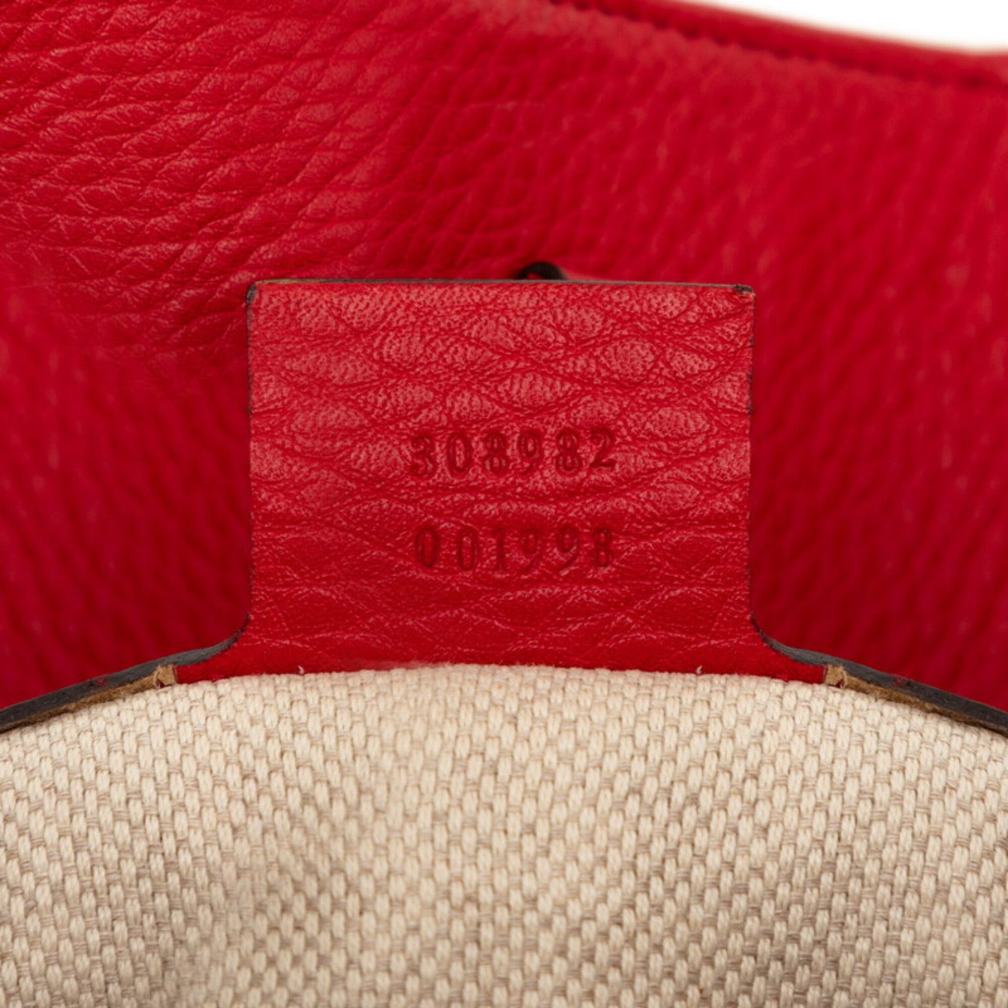 Gucci Red Color Leather Shoulder Bag Tote Bag (Pre-Owned)