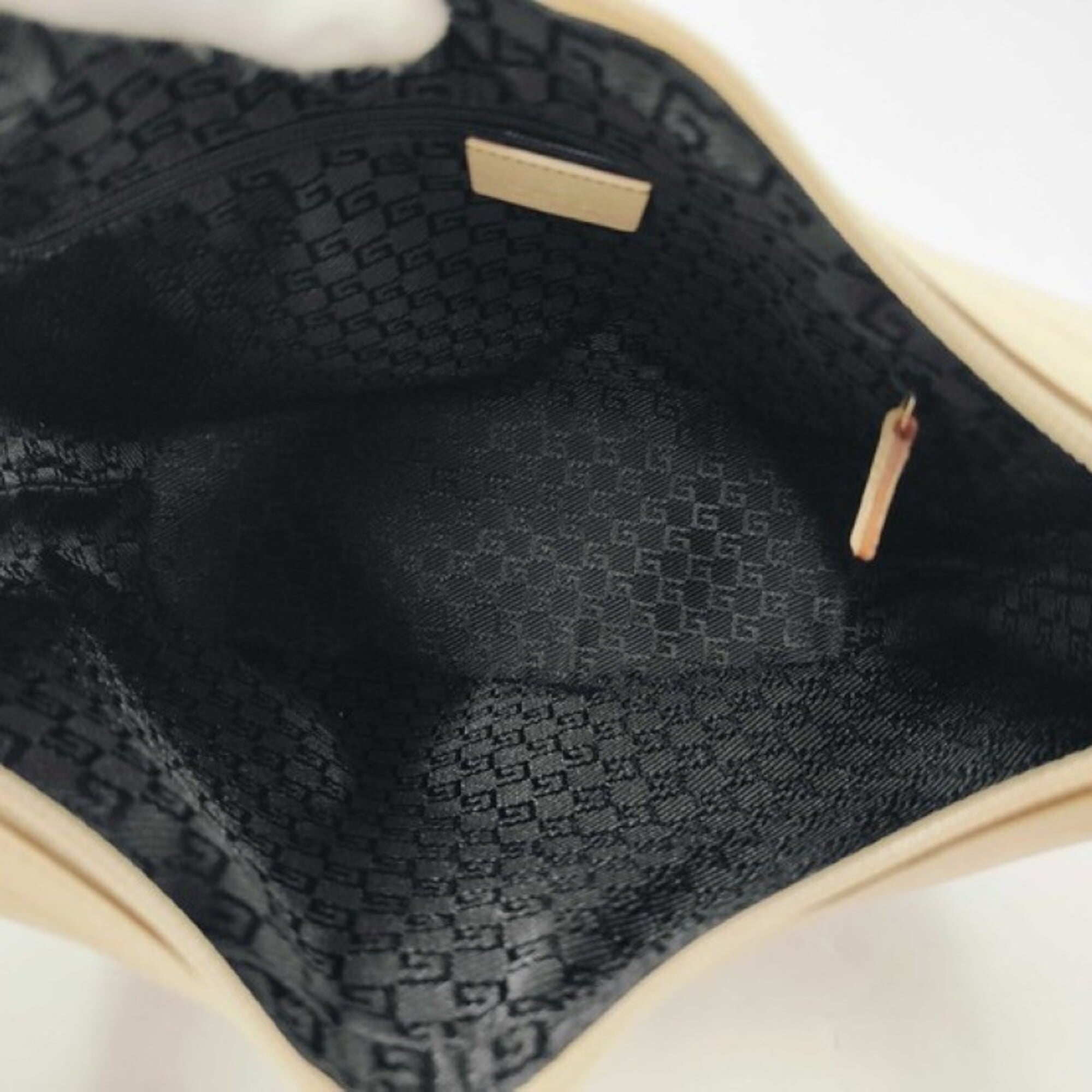 Gucci Beige Black Leather Shoulder Bag (Pre-Owned)