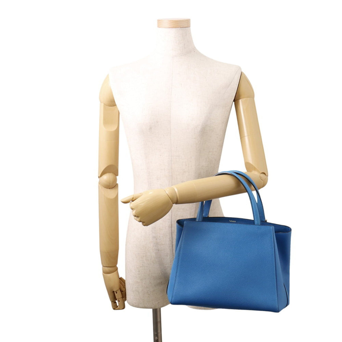 Valextra Blue Leather Handbag Shoulder Bag (Pre-Owned)
