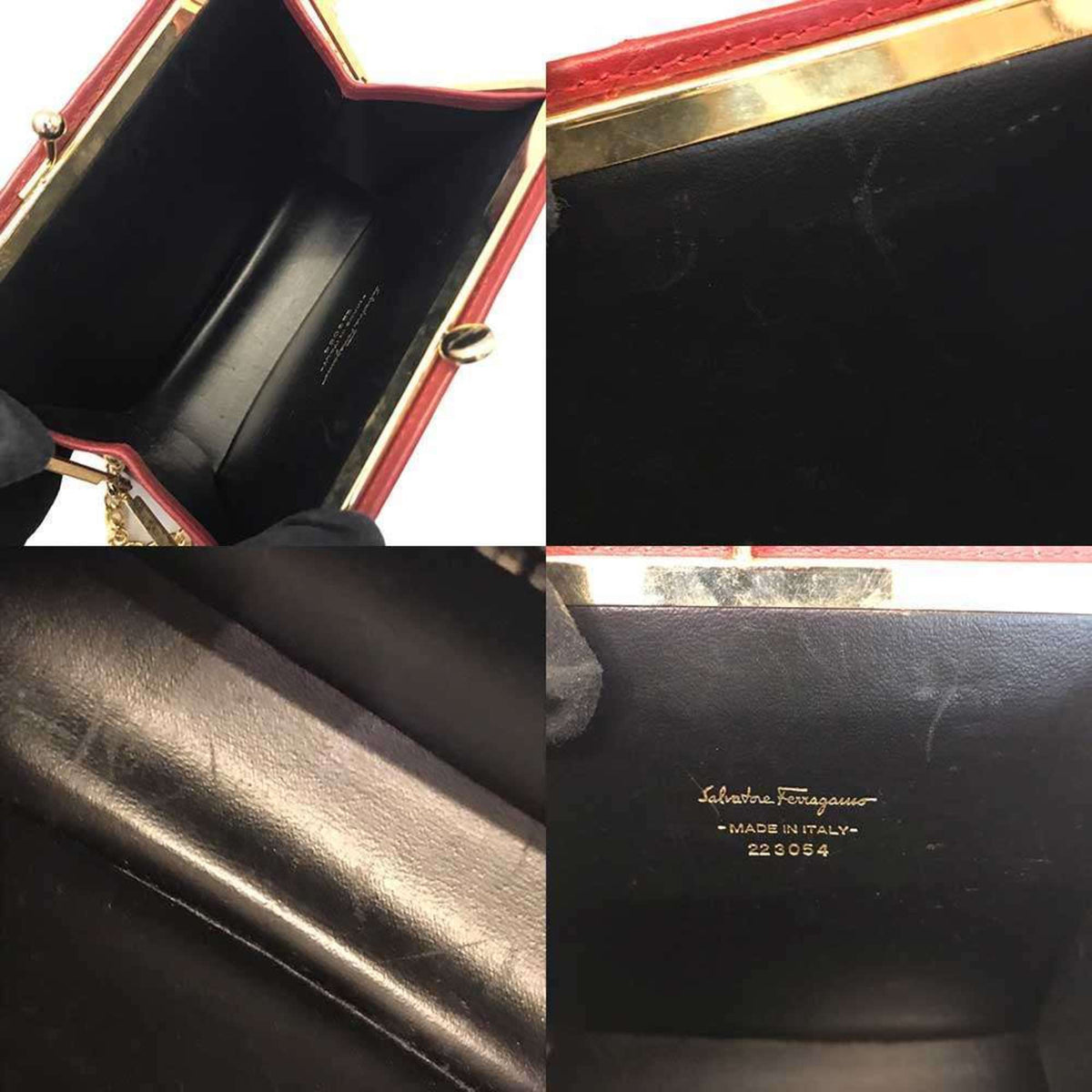 Salvatore Ferragamo Vara Red Color Leather Pochette Shoulder Bag (Pre-Owned)