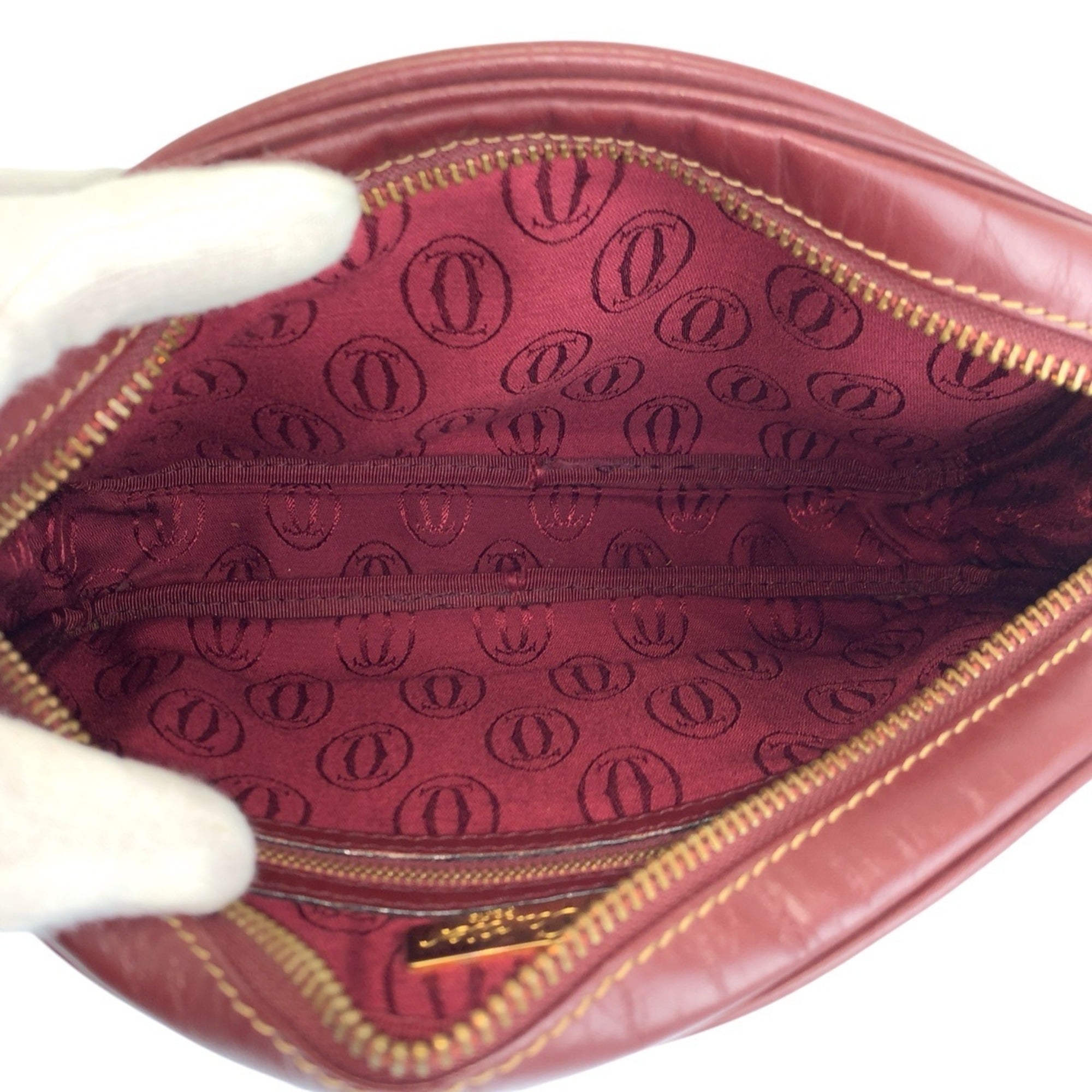 Cartier Bordeaux Leather Shoulder Bag (Pre-Owned)