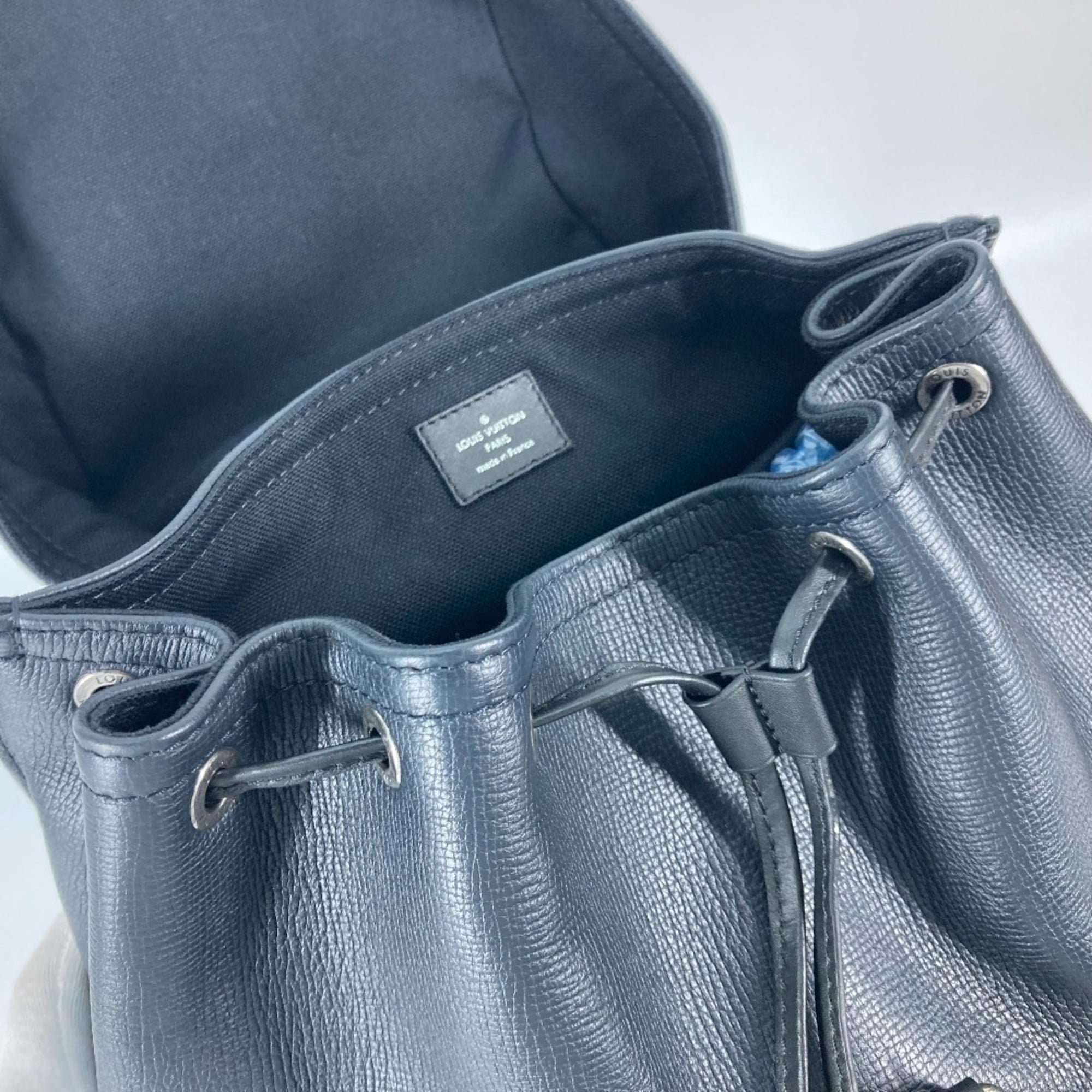 Louis Vuitton Black Navy Navy Blue Utah Leather Backpack (Pre-Owned)