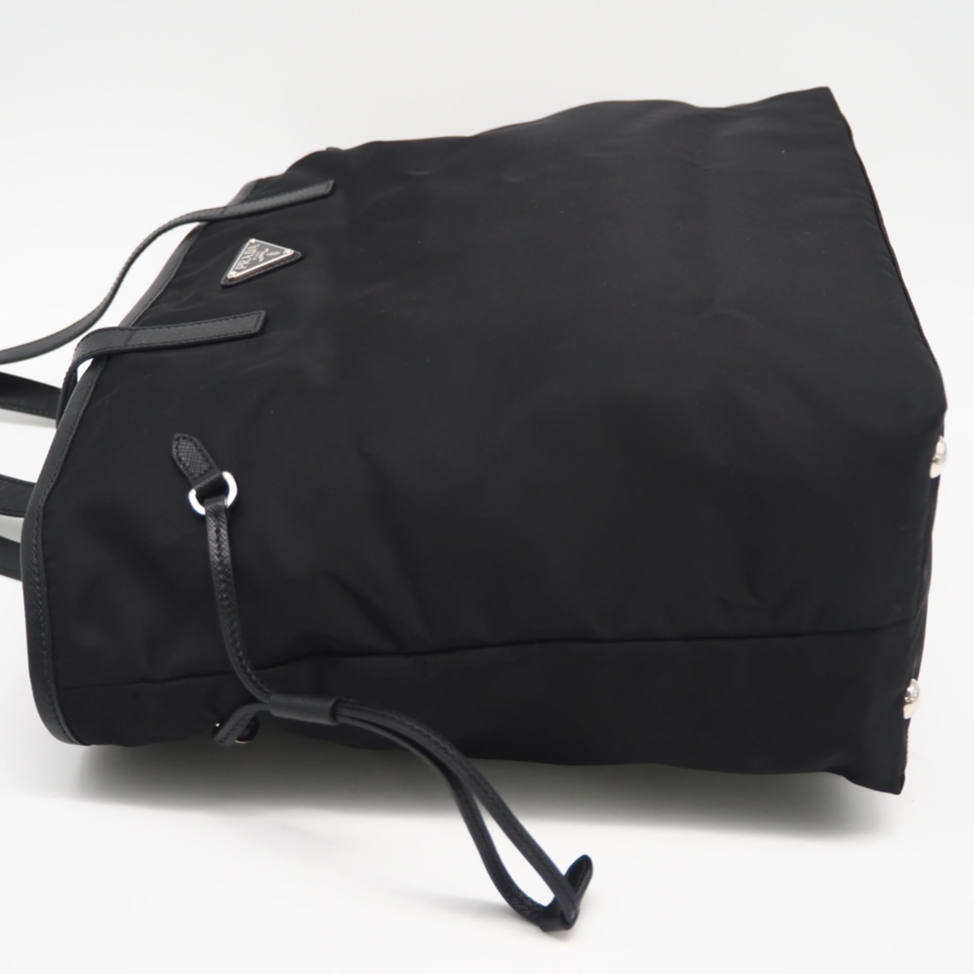 Prada Black Nylon Leather Tote Bag (Pre-Owned)