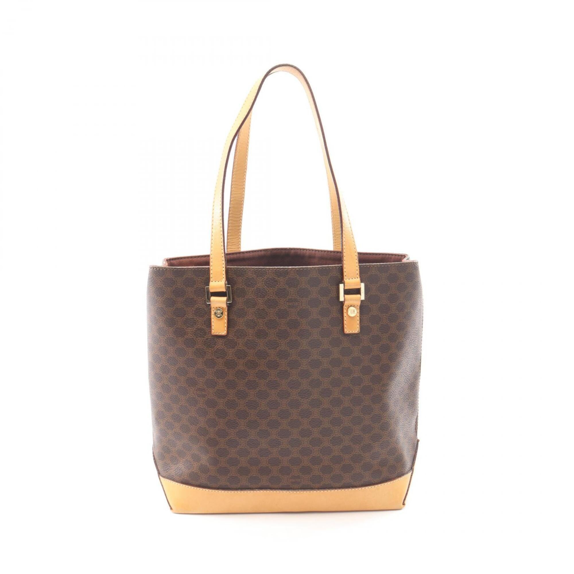 Celine Brown Coated Canvas Leather Handbag Tote Bag (Pre-Owned)