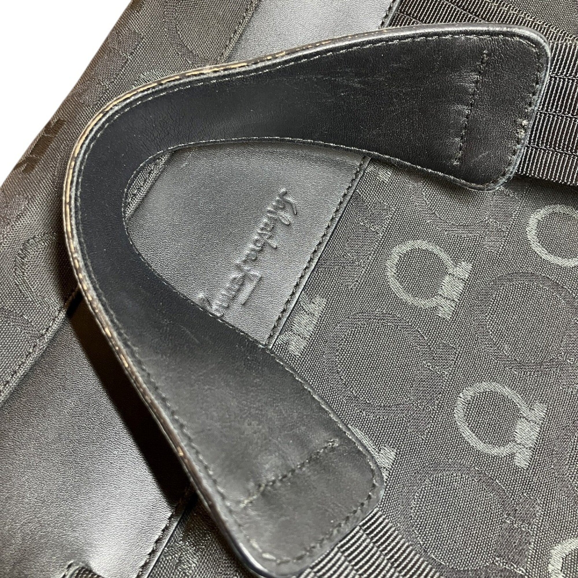 Salvatore Ferragamo Black Canvas Leather Handbag (Pre-Owned)