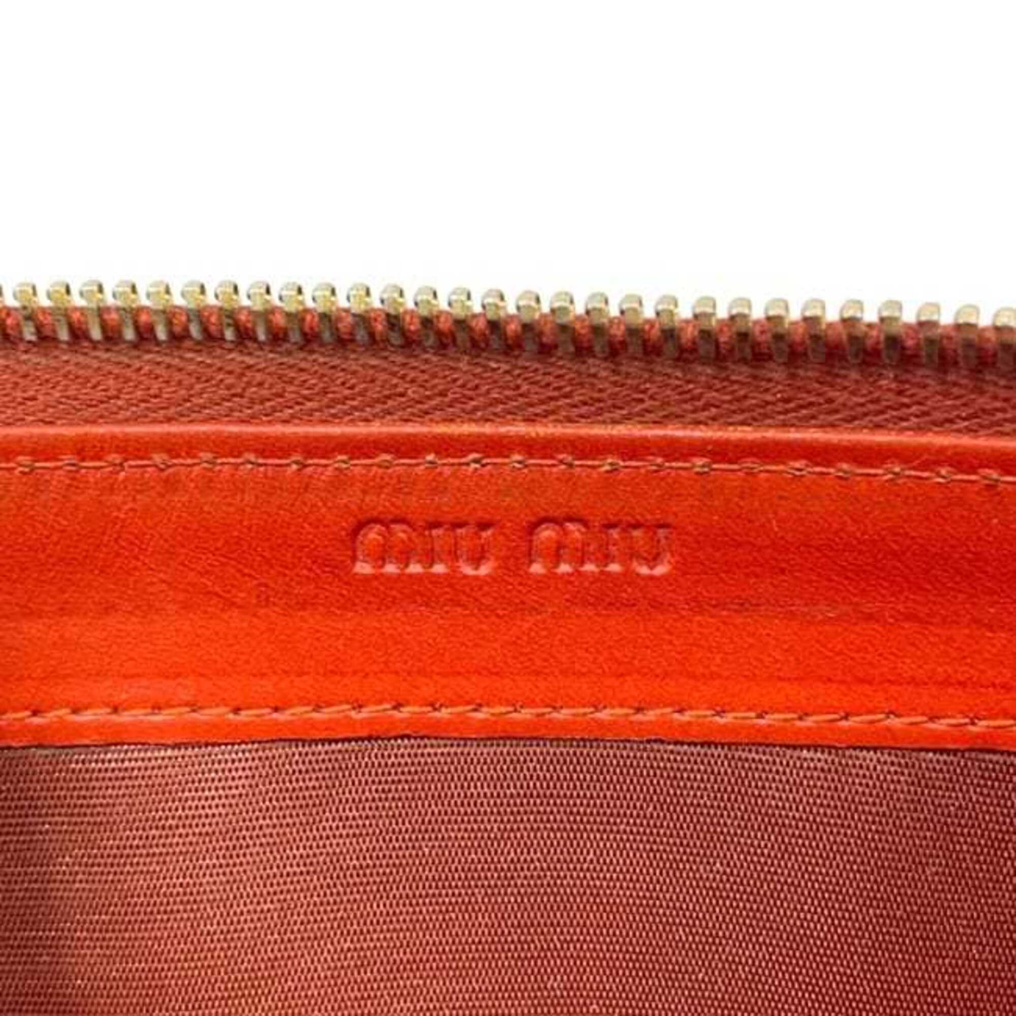 Miu Miu Orange Leather Long Wallet (Bi-Fold) (Pre-Owned)