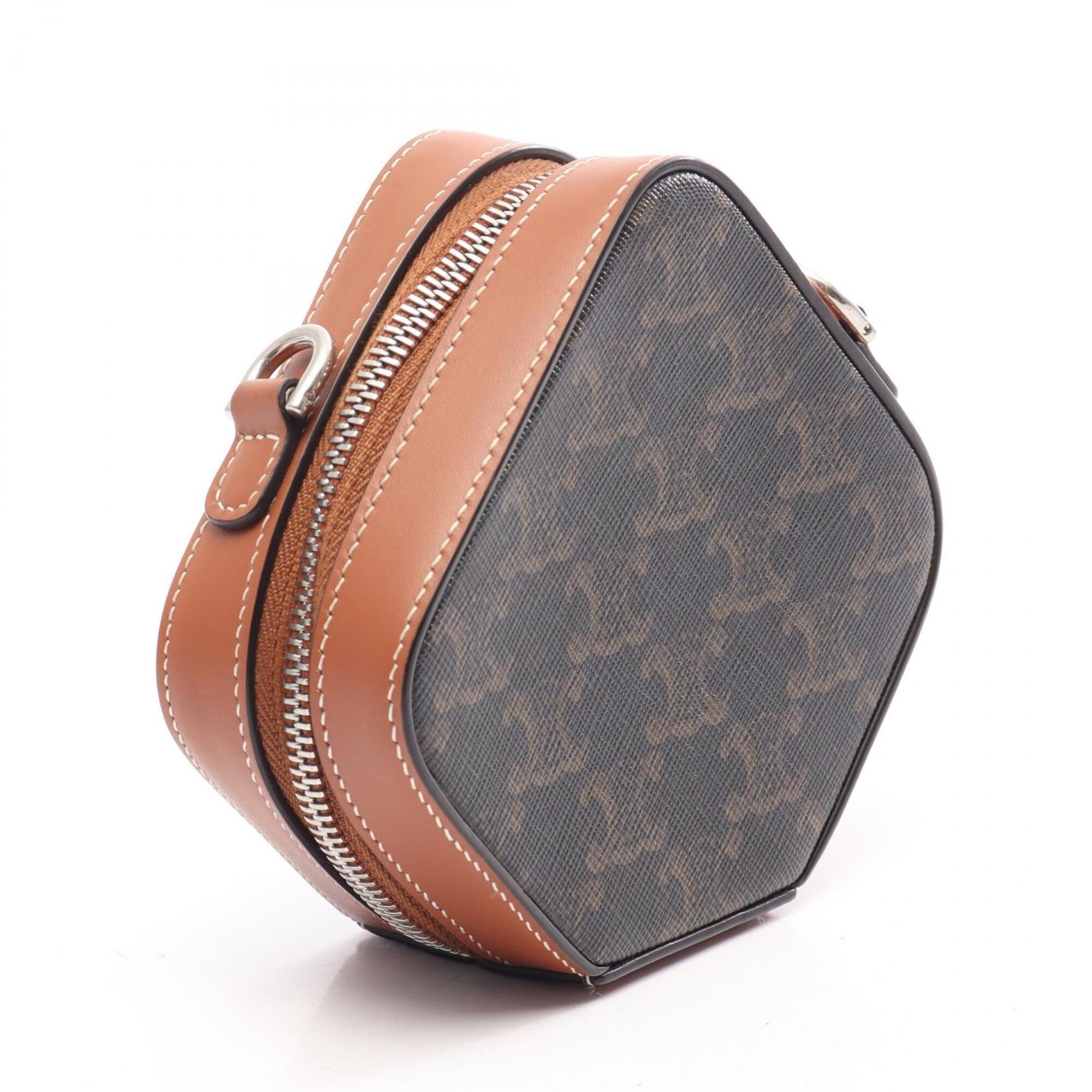 Celine Black Brown Coated Canvas Leather Handbag Shoulder Bag (Pre-Owned)