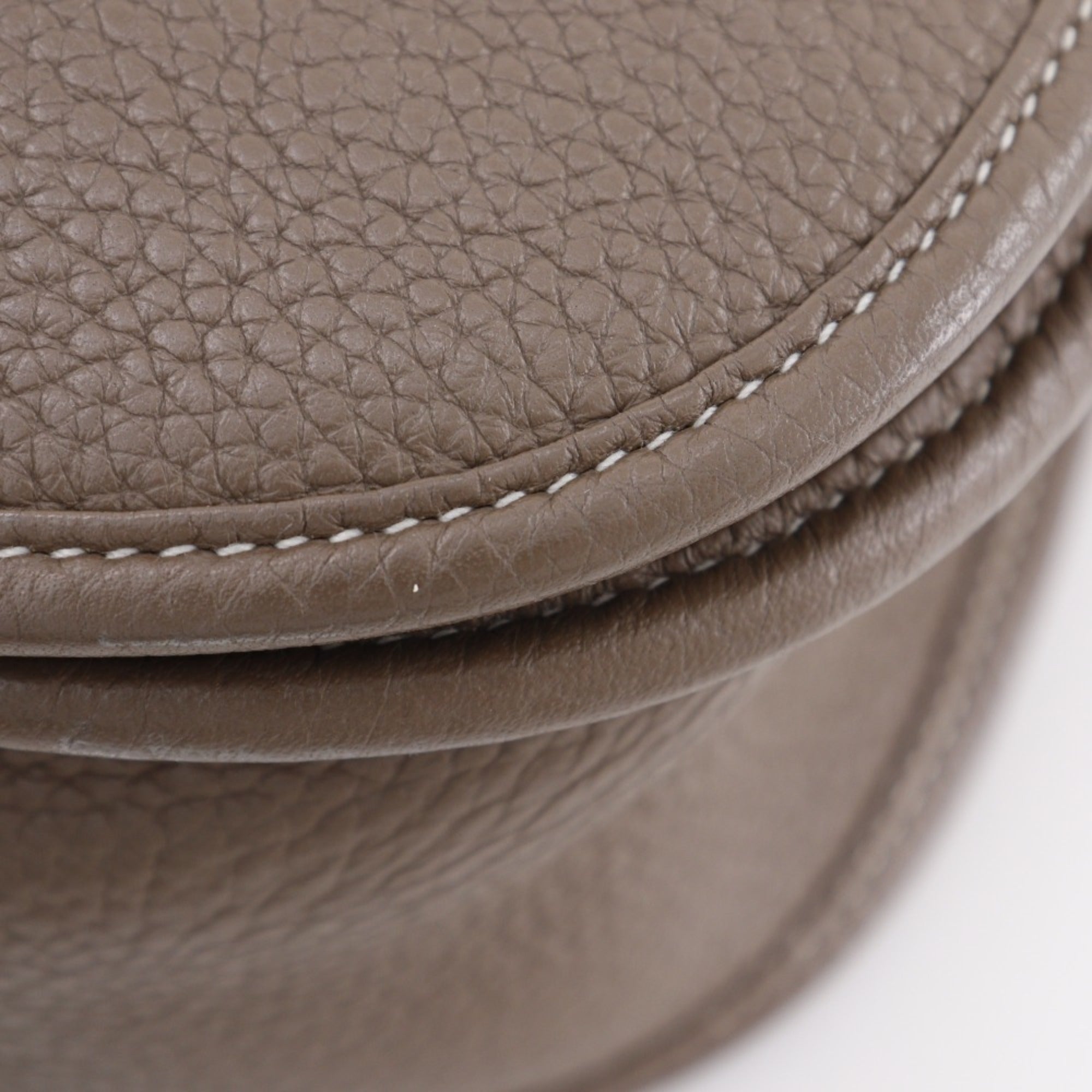 Hermes Etoupe Gray Gray Taurillon Clemence Leather Shoulder Bag (Pre-Owned)