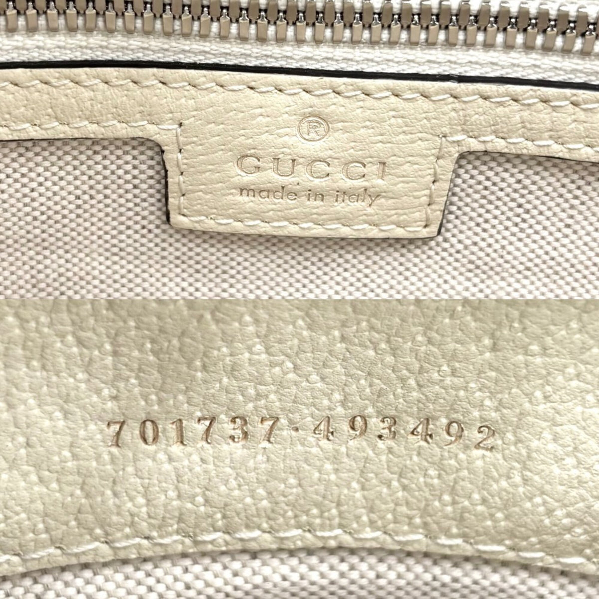 Gucci Ivory Canvas Leather Handbag Shoulder Bag Tote Bag (Pre-Owned)