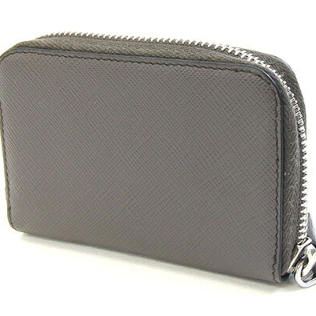 Prada Gray Leather Coin Purse/Coin Case (Pre-Owned)