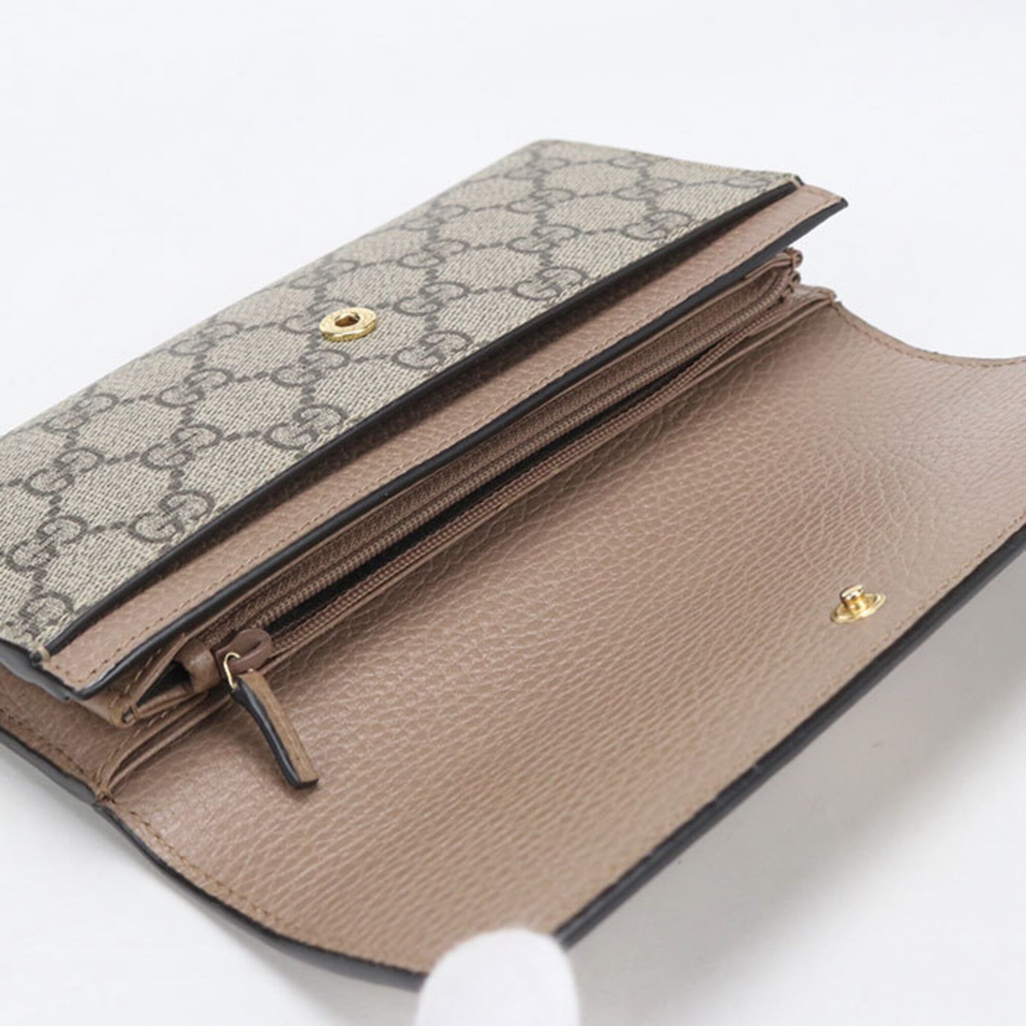 Gucci Beige Pvc Leather Long Wallet (Bi-Fold) (Pre-Owned)
