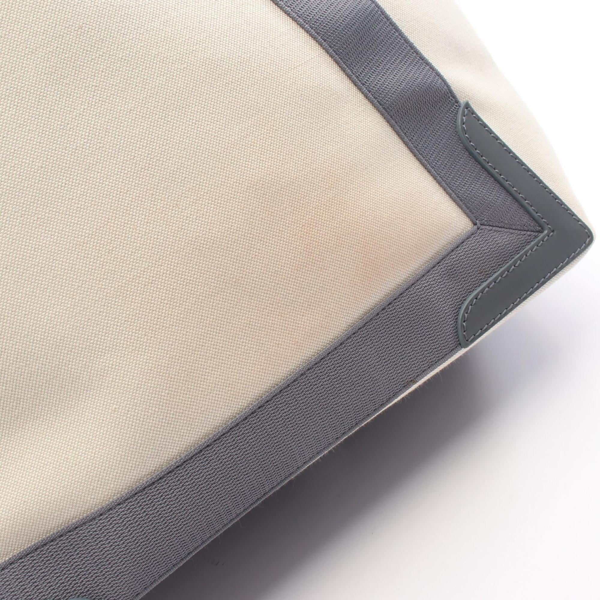Balenciaga Gray Ivory Canvas Leather Handbag Pouch Tote Bag (Pre-Owned)