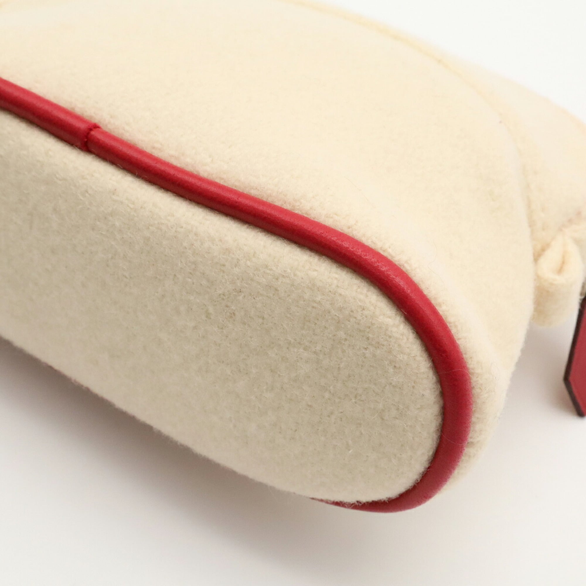 Hermes Ivory Red Color Felt Leather Handbag Pouch (Pre-Owned)