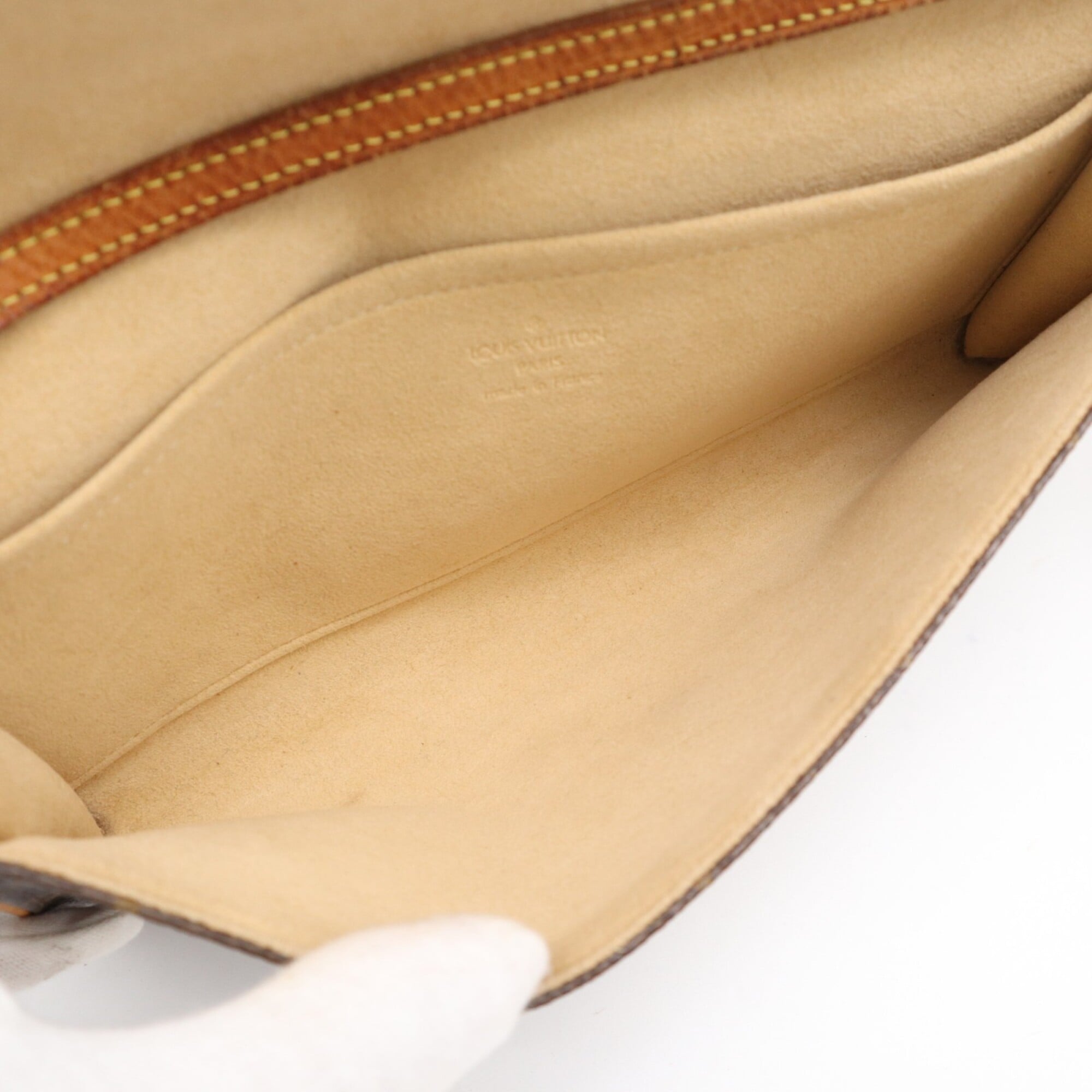 Louis Vuitton Beige Brown Coated Canvas Leather Shoulder Bag (Pre-Owned)