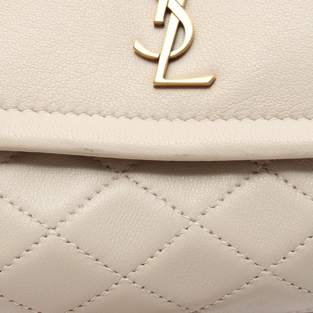 Saint Laurent Ivory Leather Handbag Shoulder Bag (Pre-Owned)