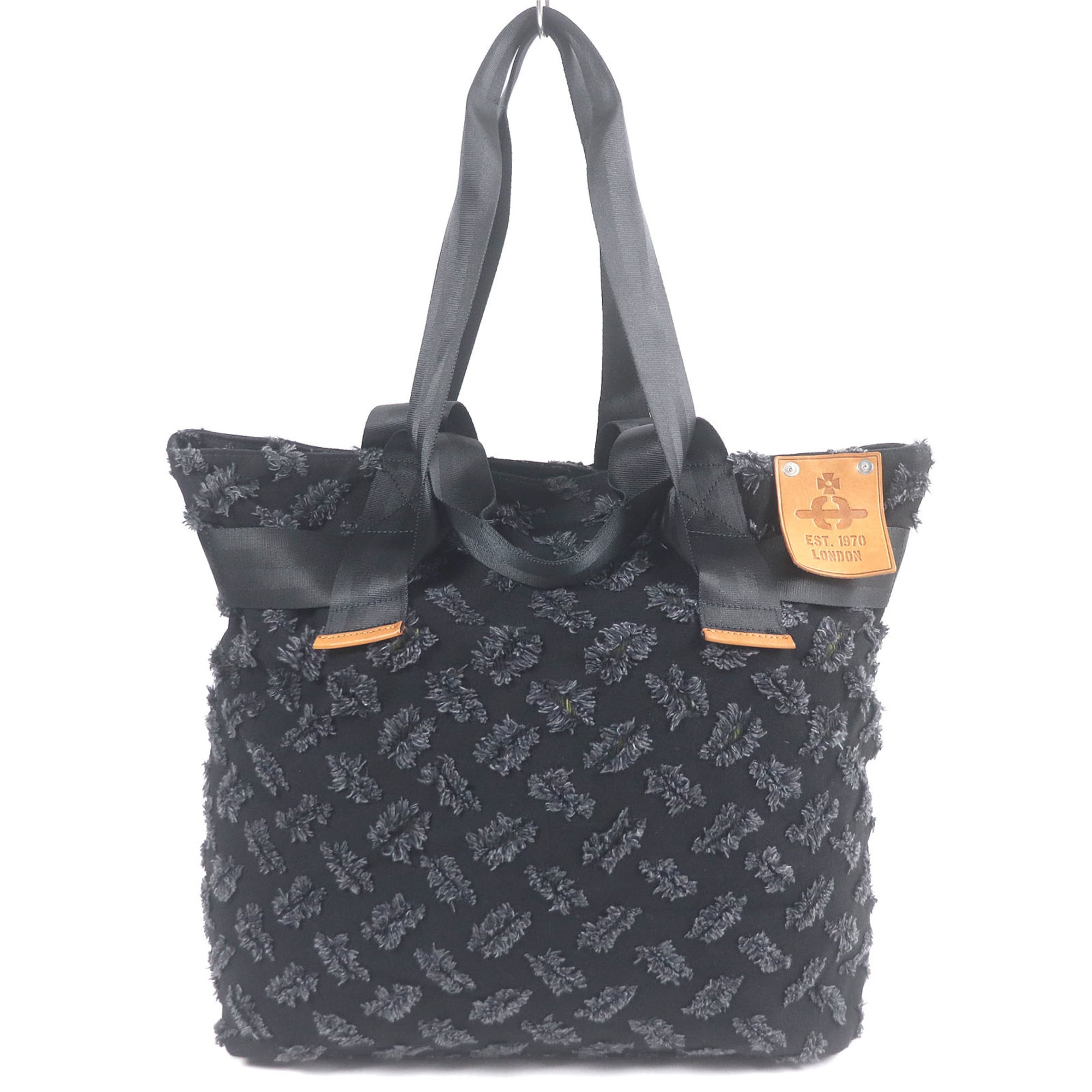 Vivienne Westwood Black Canvas Leather Handbag Tote Bag (Pre-Owned)