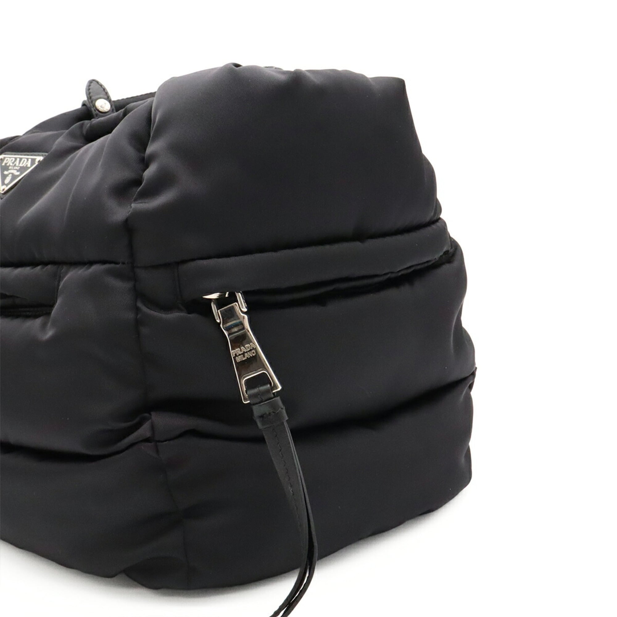 Prada Black Nero Nylon Leather Shoulder Bag Tote Bag (Pre-Owned)