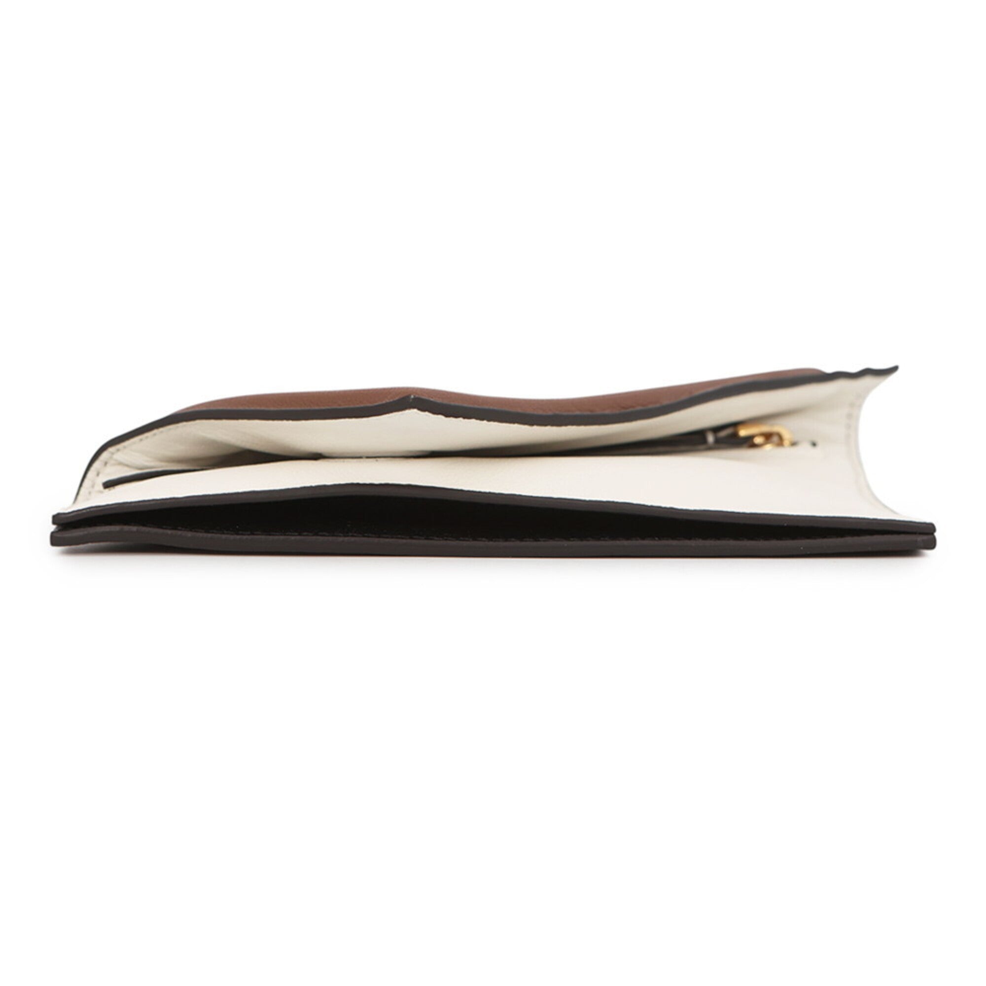 Fendi Brown Ivory Leather Handbag Pochette Pouch (Pre-Owned)