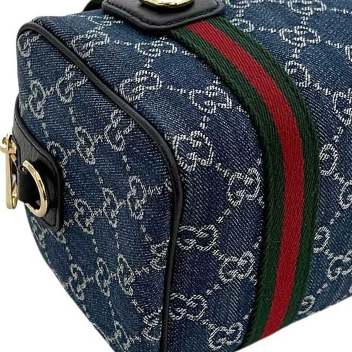 Gucci Blue Denim Canvas Boston Bag Shoulder Bag (Pre-Owned)