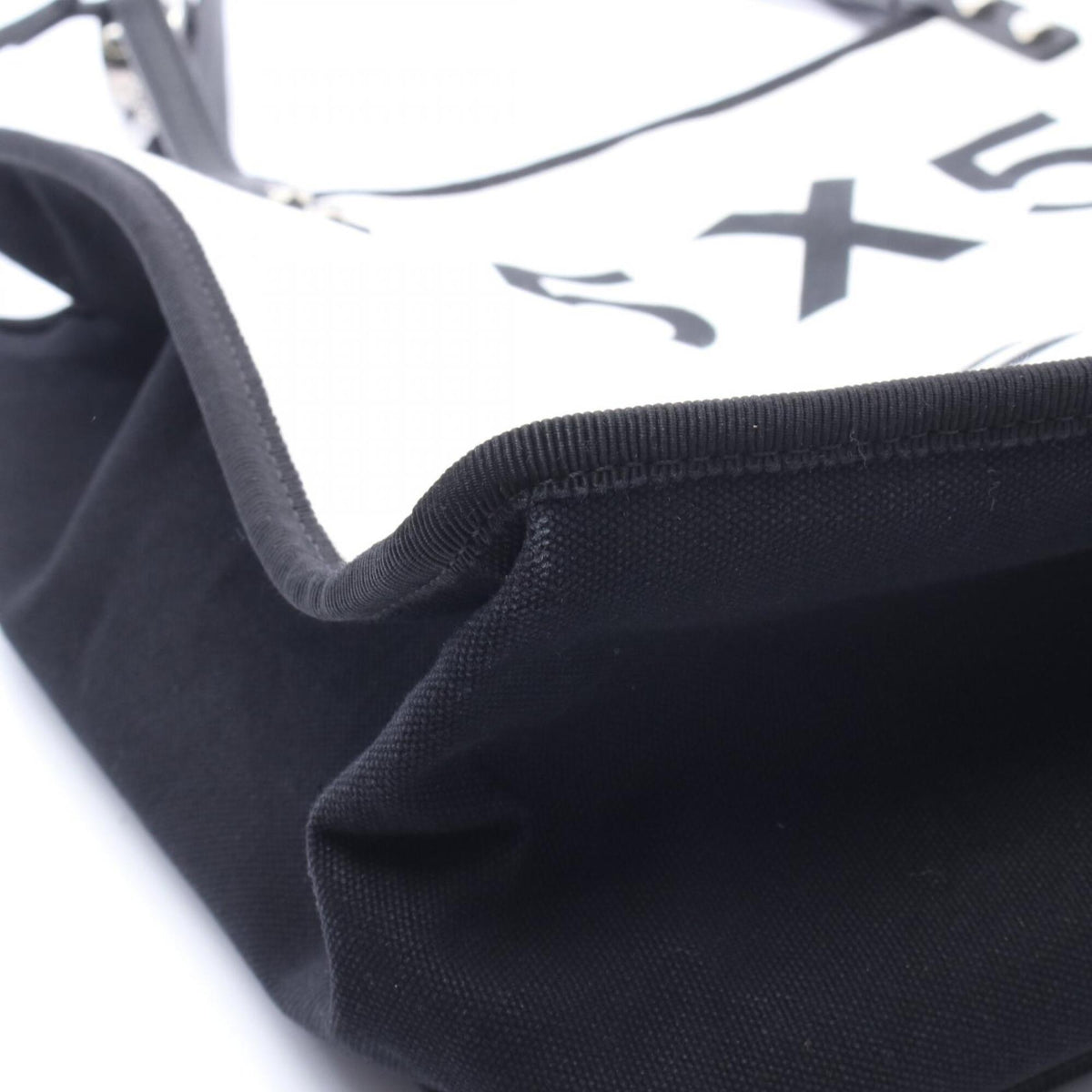 Chanel Black White Canvas Leather Handbag Tote Bag (Pre-Owned)