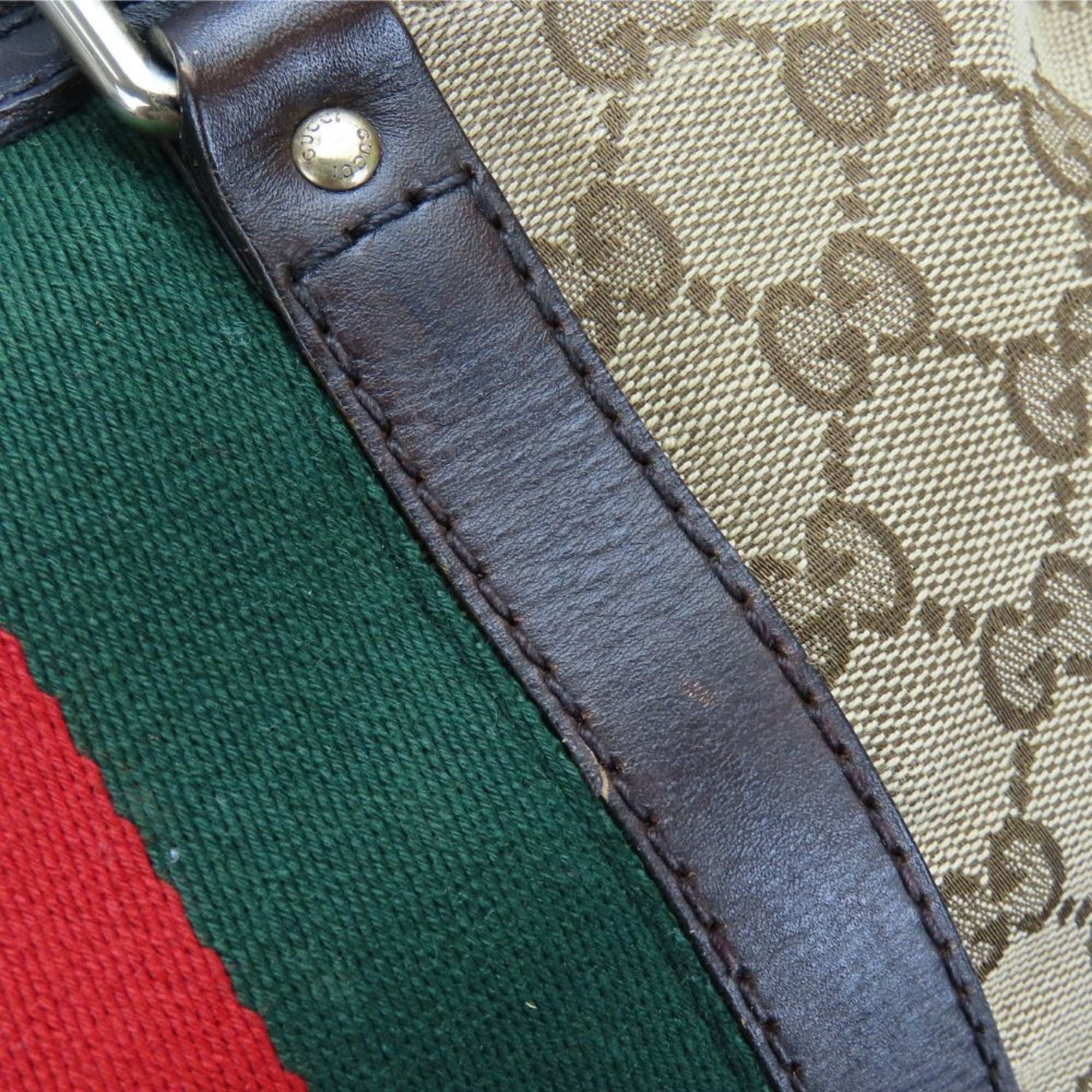 Gucci Beige Dark Brown Gg Canvas Handbag (Pre-Owned)