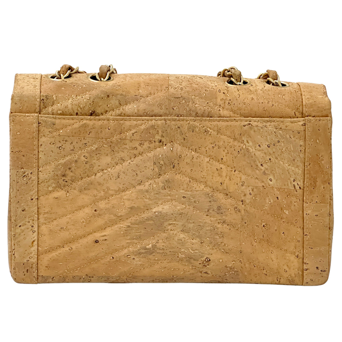 Chanel Beige Gold Leather Handbag Shoulder Bag (Pre-Owned)