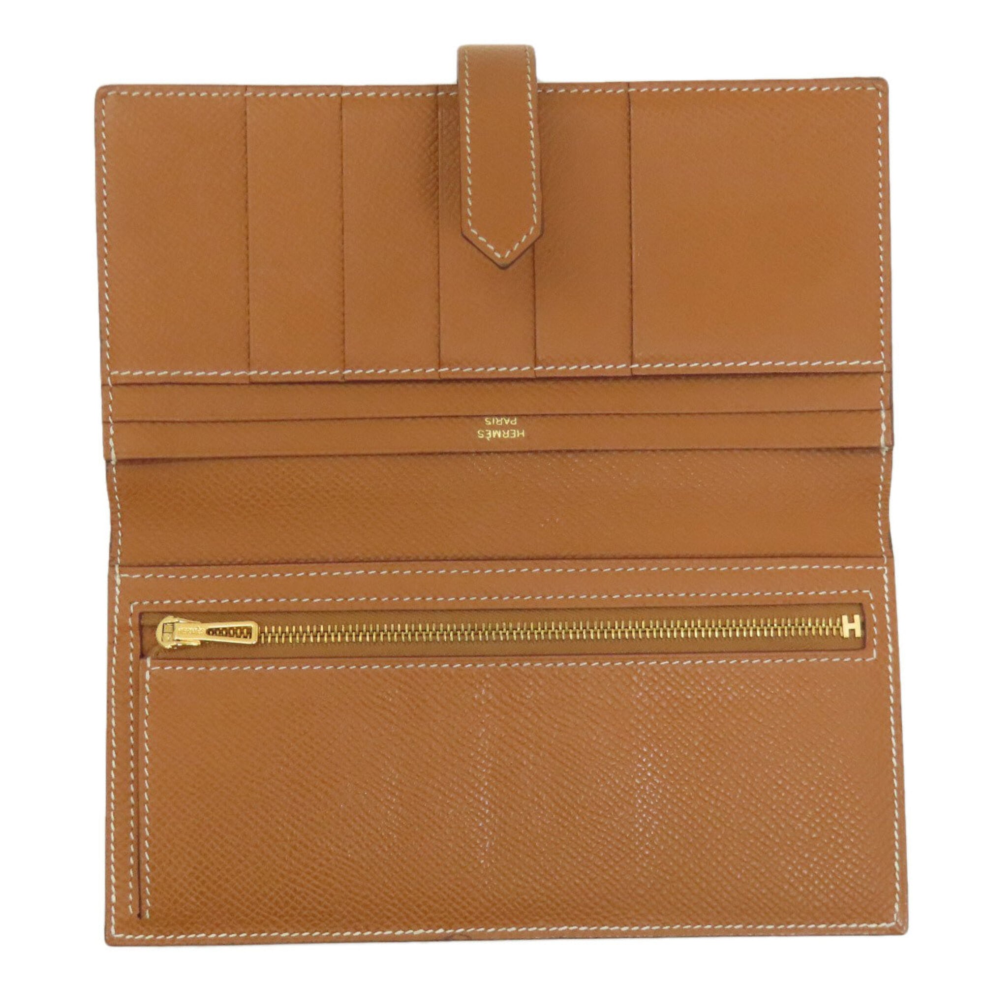 Hermes Gold Brown Epsom Leather Long Wallet (Bi-Fold) (Pre-Owned)