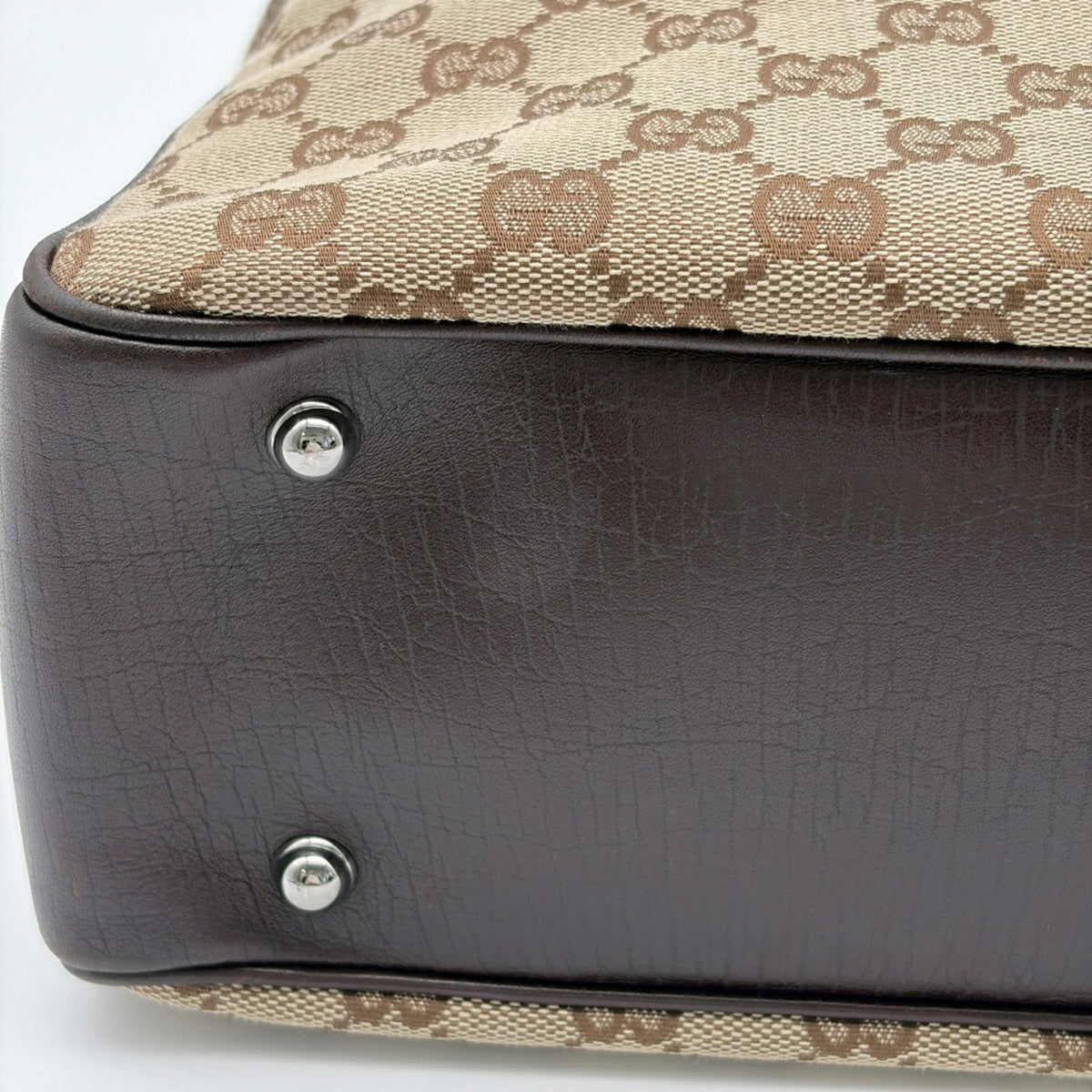 Gucci Beige Brown Bamboo Canvas Leather Tote Bag (Pre-Owned)