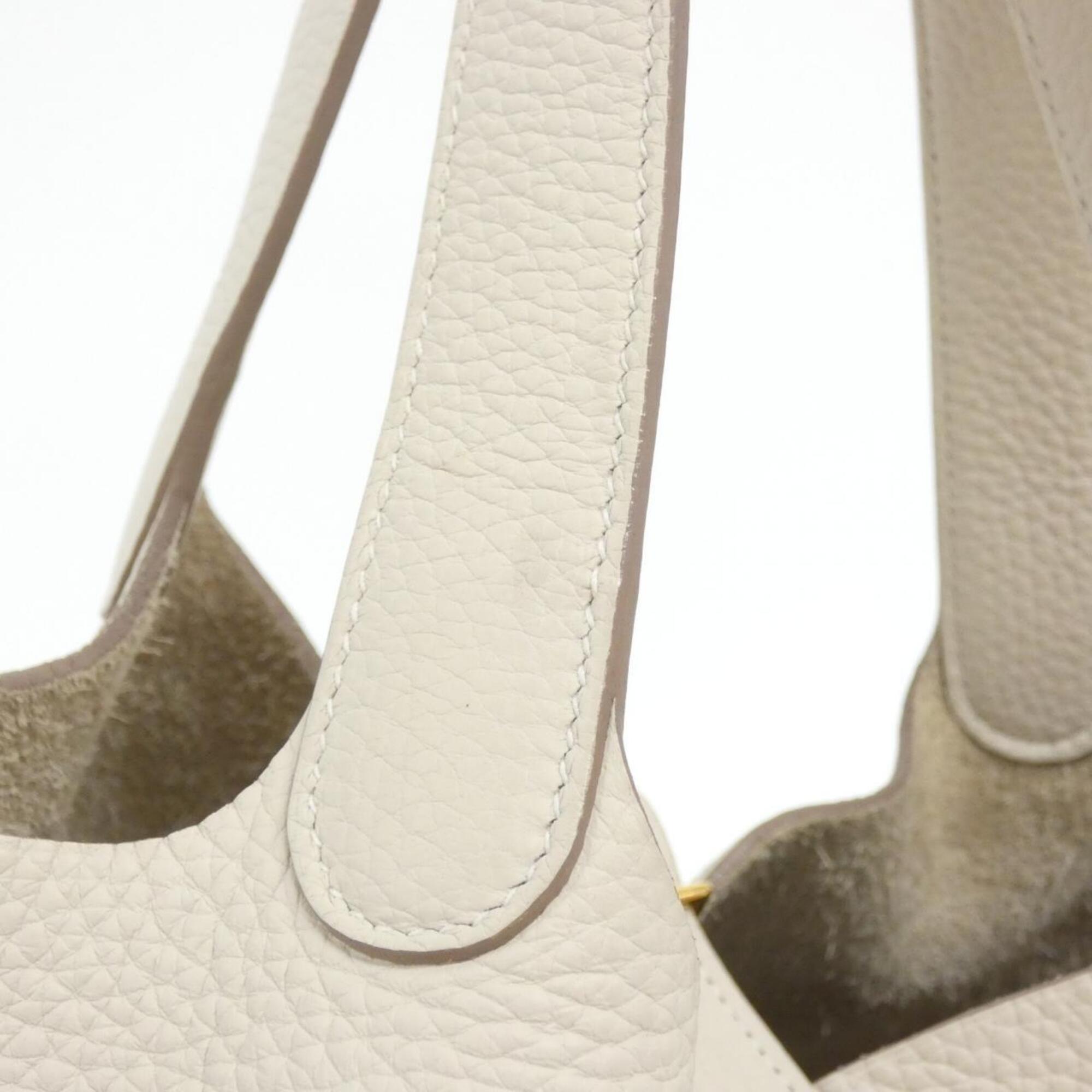 Hermes White Taurillon Clemence Leather Handbag (Pre-Owned)