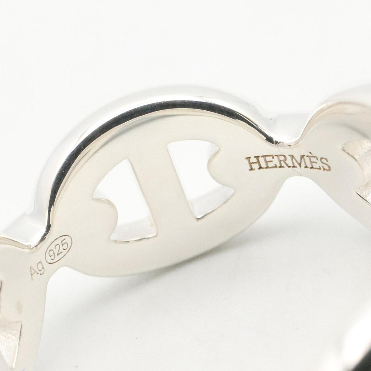 Hermes Silver Silver 925 Band Ring (Pre-Owned)