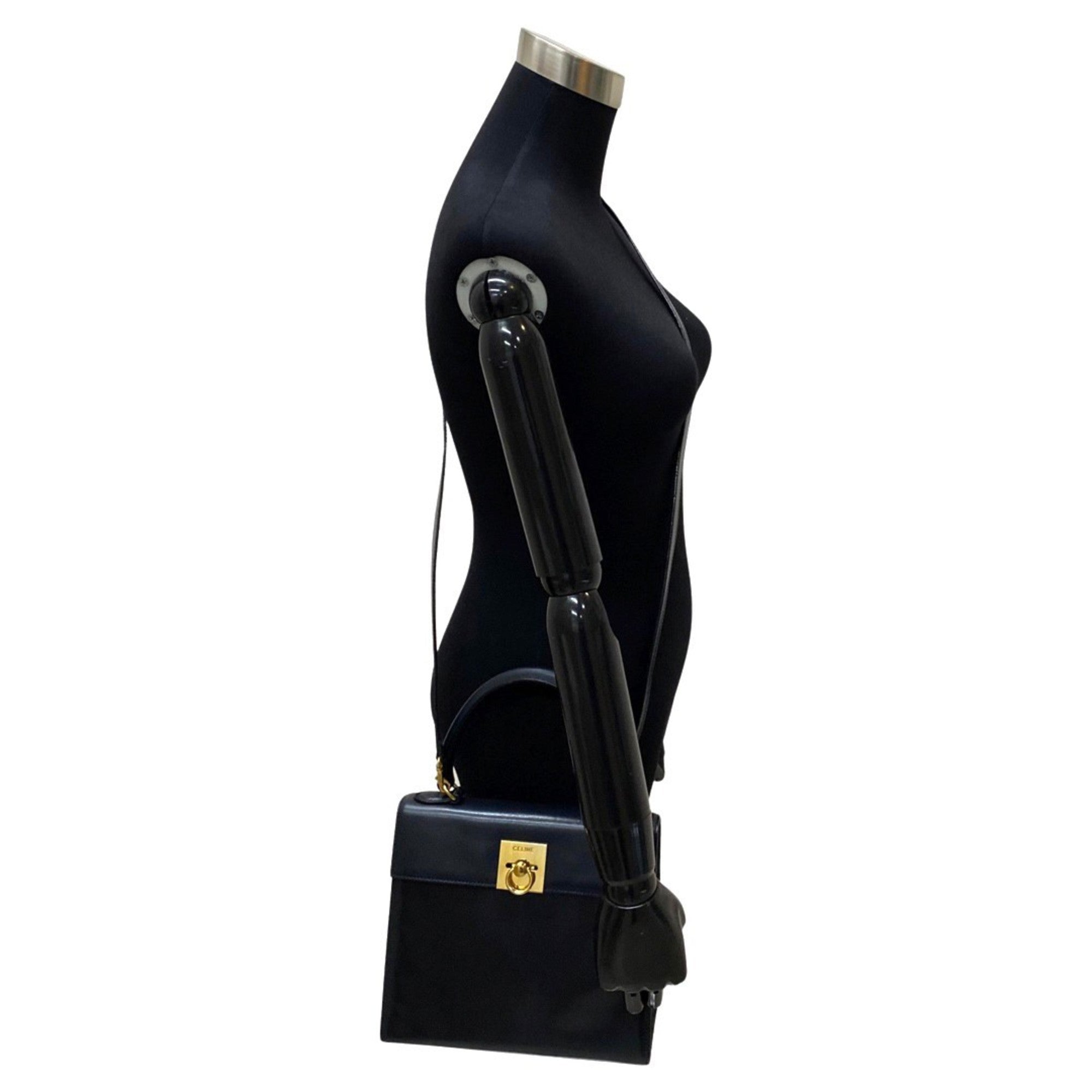 Celine Navy Leather Handbag Shoulder Bag (Pre-Owned)