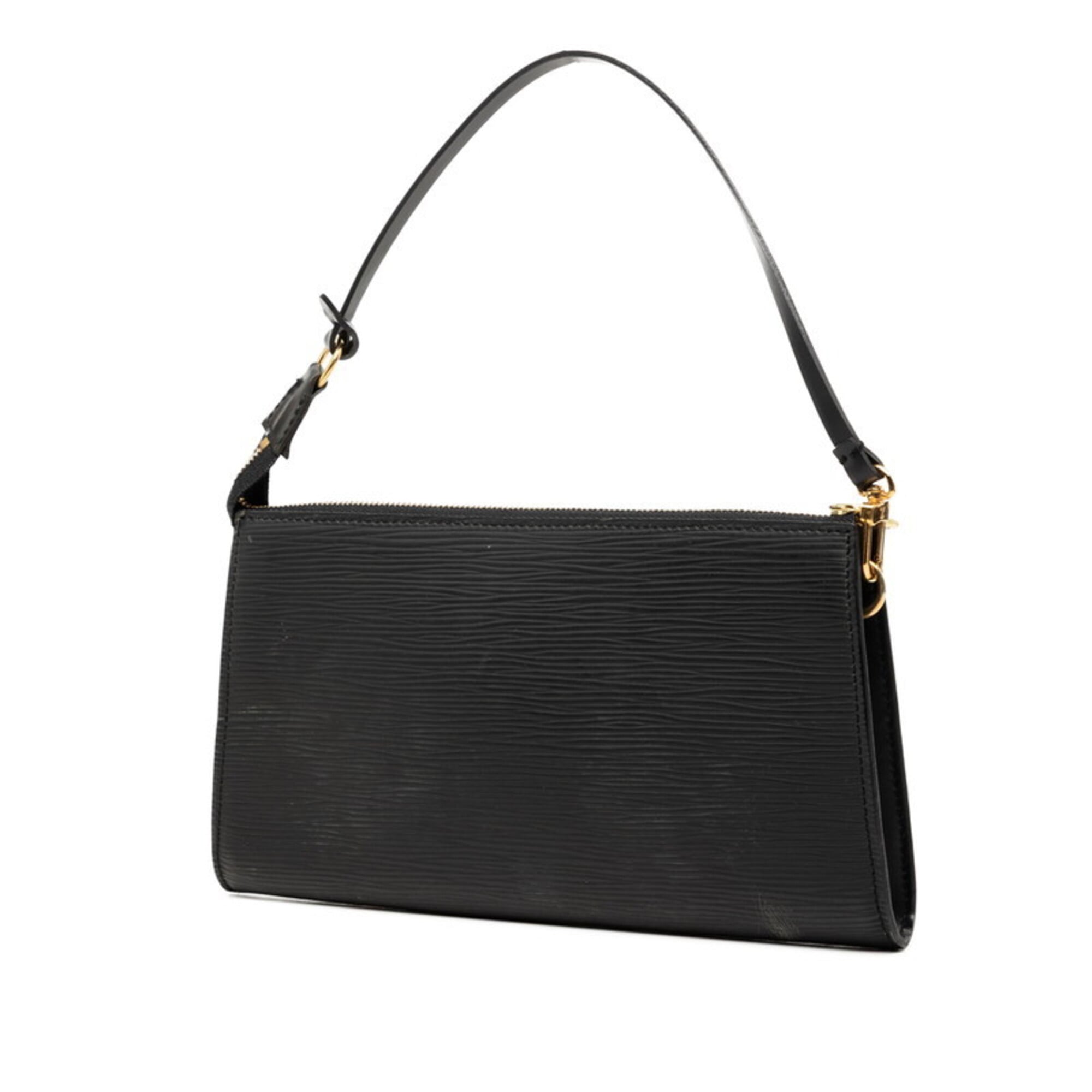 Louis Vuitton Black Noir Leather Handbag Pochette Pouch (Pre-Owned)