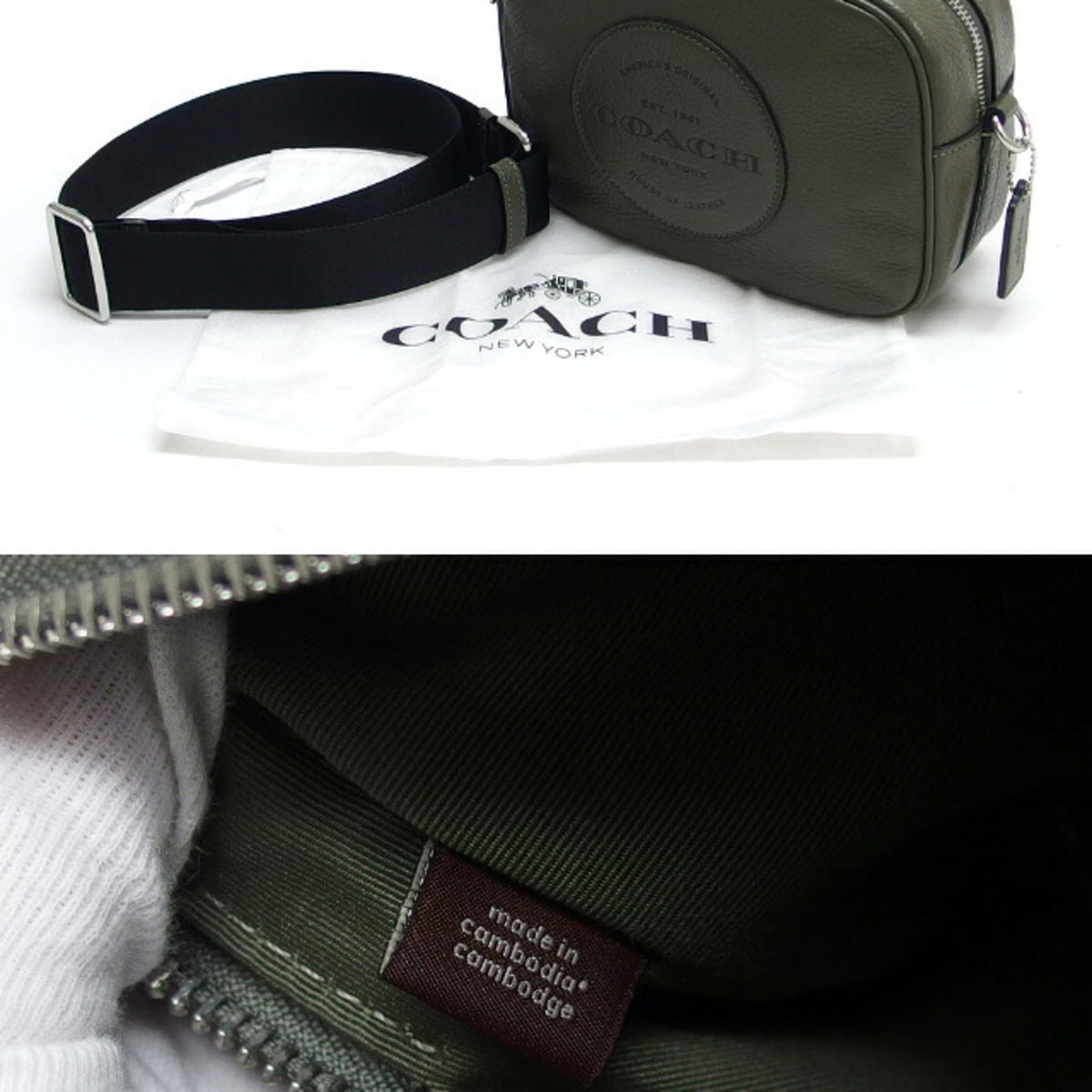 Coach Black Moss Green Leather Shoulder Bag (Pre-Owned)