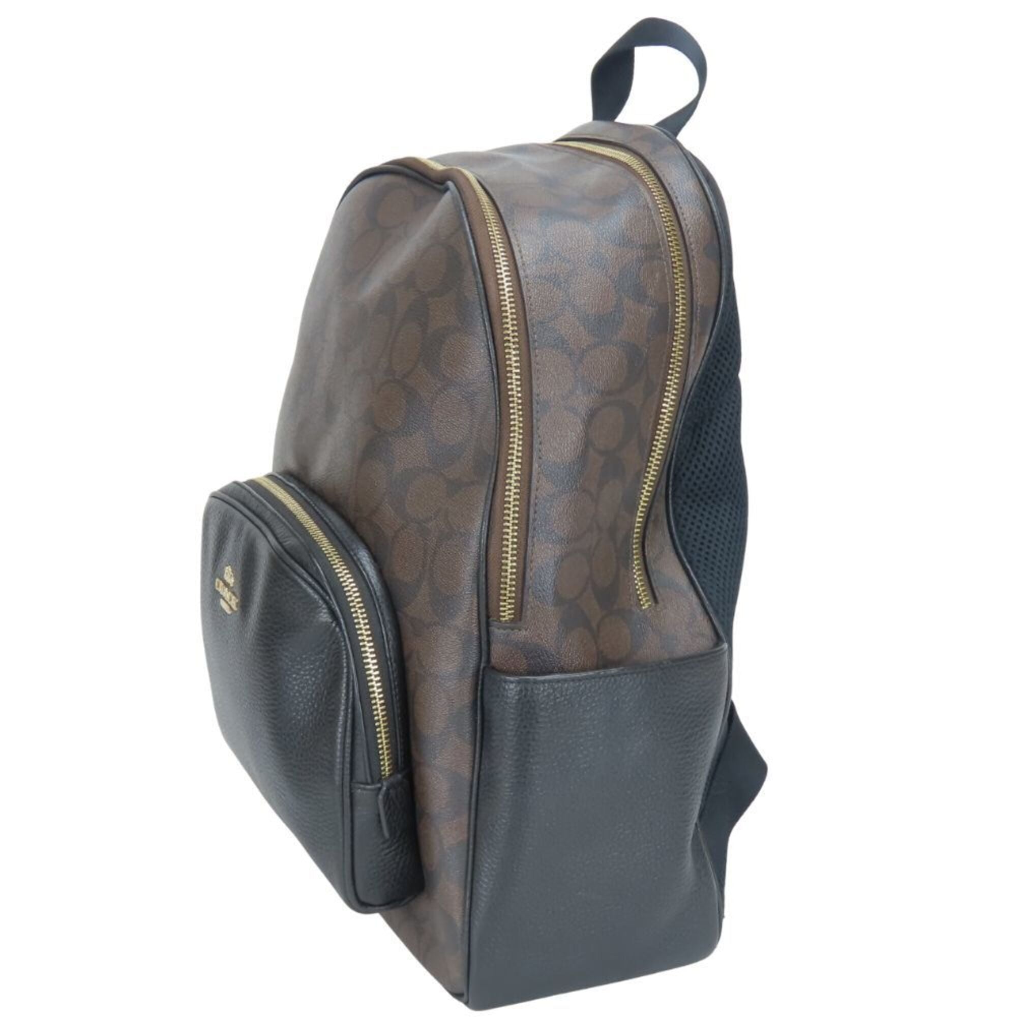 Coach Signature Black Dark Brown Pvc Leather Backpack (Pre-Owned)