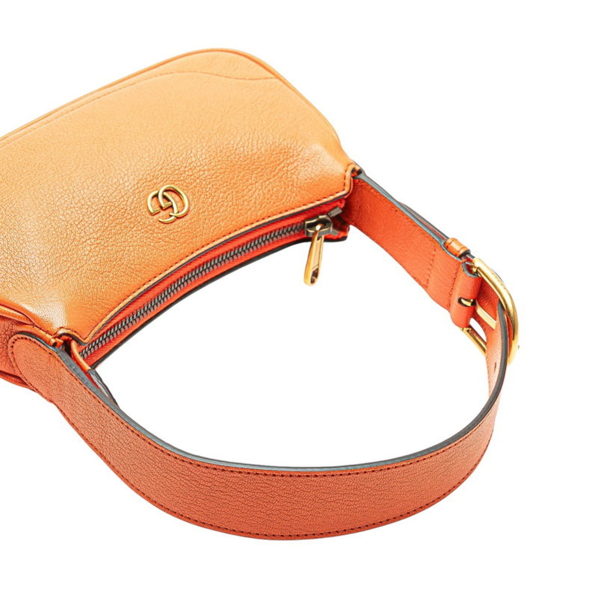 Gucci Gg Marmont Orange Leather Handbag Shoulder Bag (Pre-Owned)