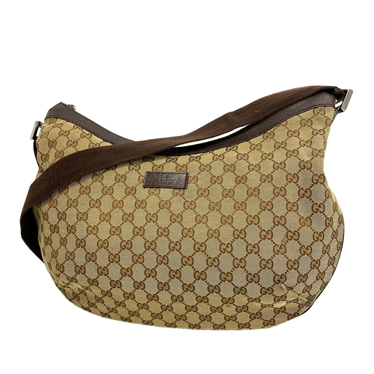 Gucci Beige Brown Canvas Shoulder Bag (Pre-Owned)