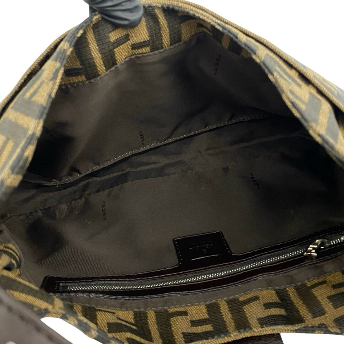 Fendi Black Brown Canvas Leather Shoulder Bag Tote Bag (Pre-Owned)