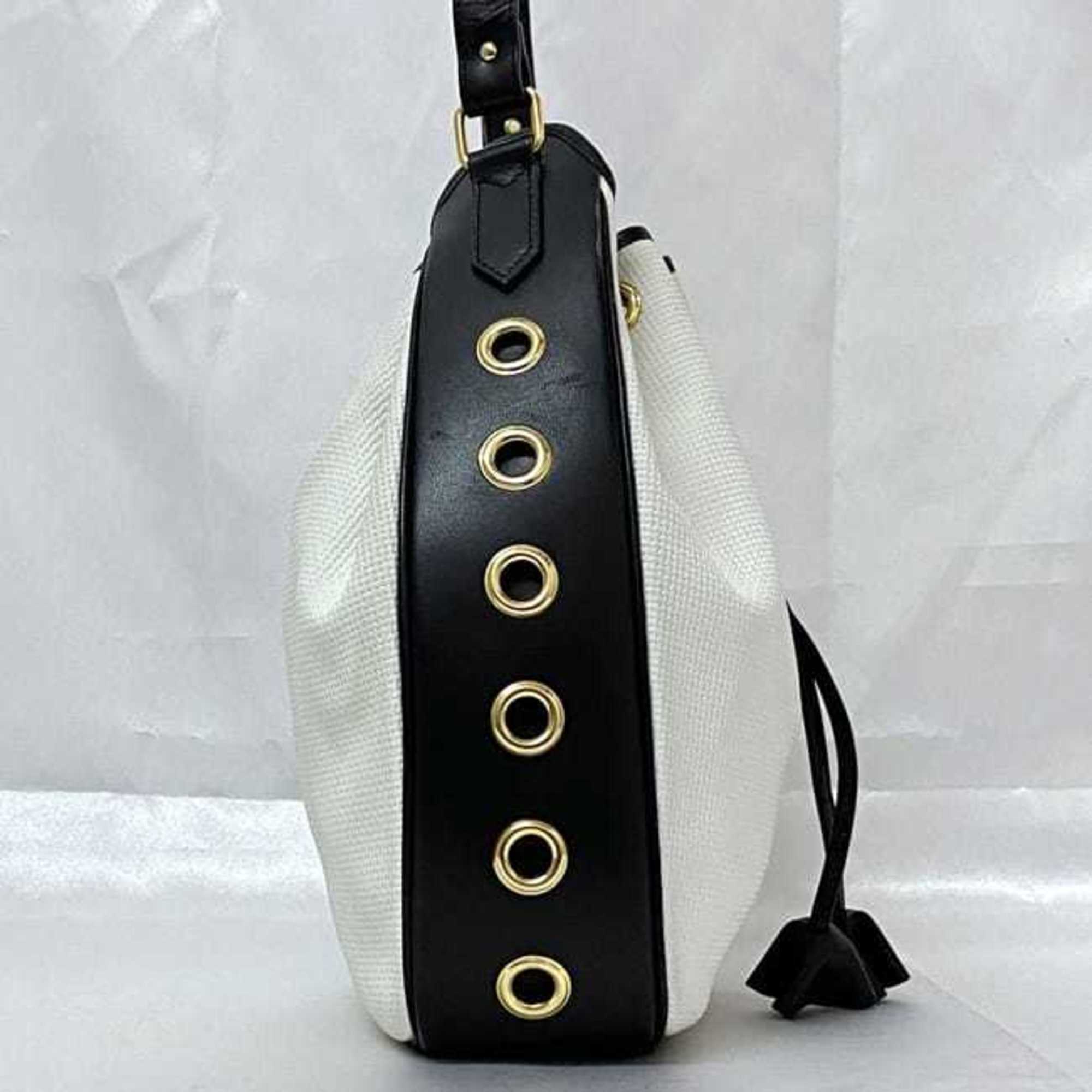 Yves Saint Laurent Navy White Pvc Leather Shoulder Bag (Pre-Owned)