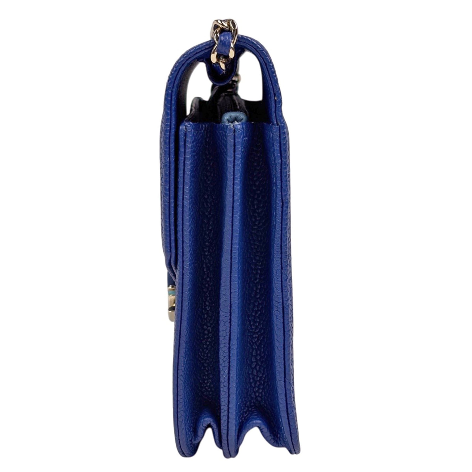 Chanel Blue Grained Calfskin Shoulder Bag (Pre-Owned)
