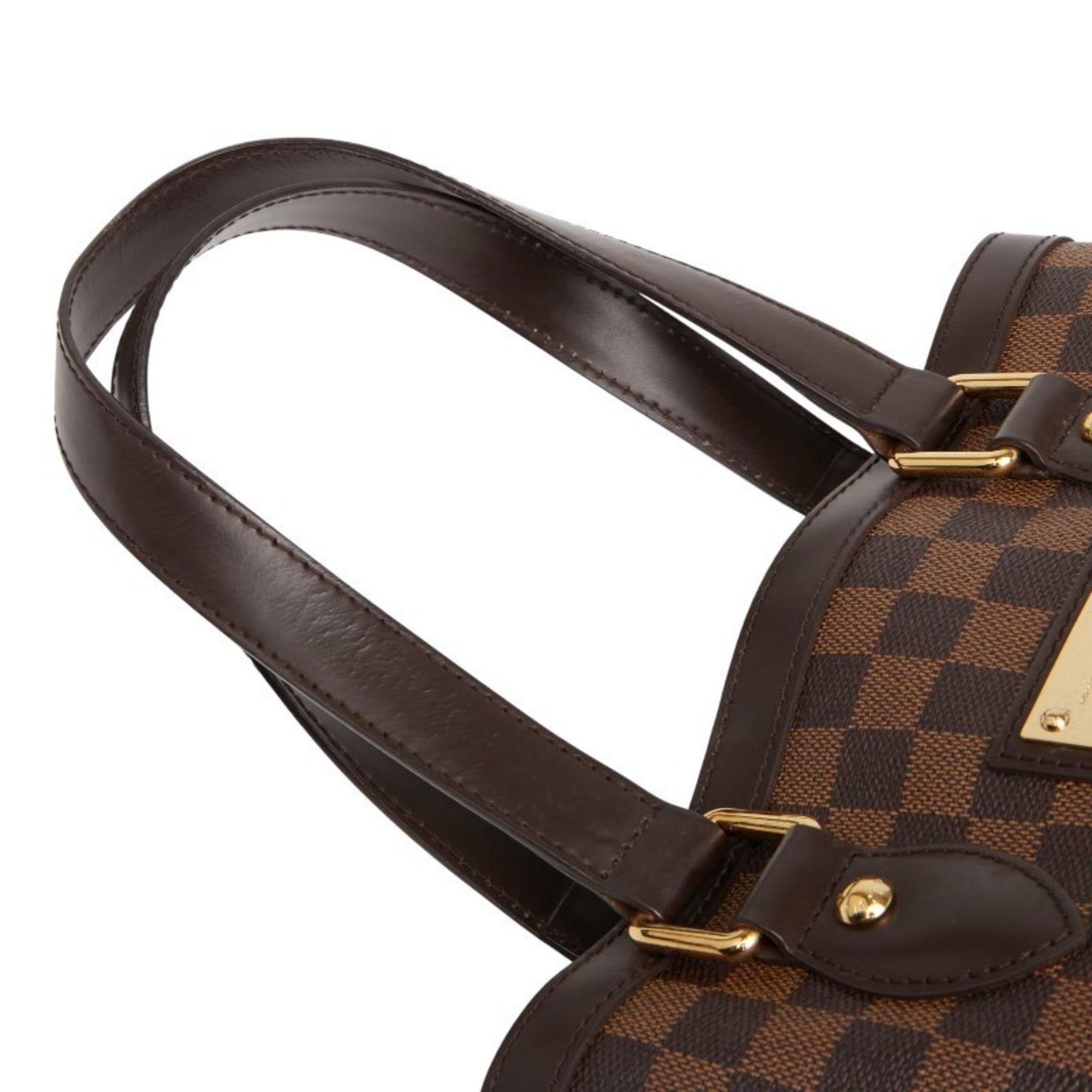 Louis Vuitton Damier Brown Damier Canvas Ebene Leather Handbag Tote Bag (Pre-Owned)