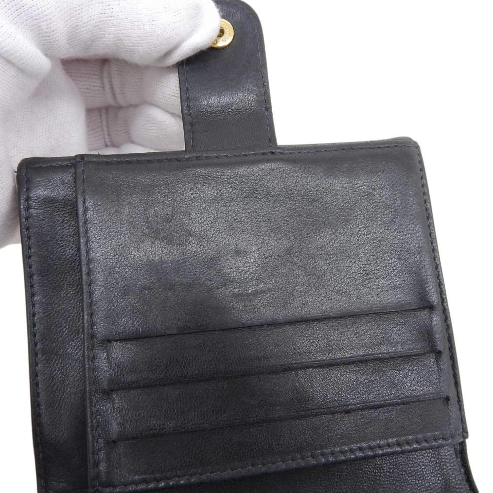 Chanel Black Grained Calfskin Wallet (Bi-Fold) (Pre-Owned)