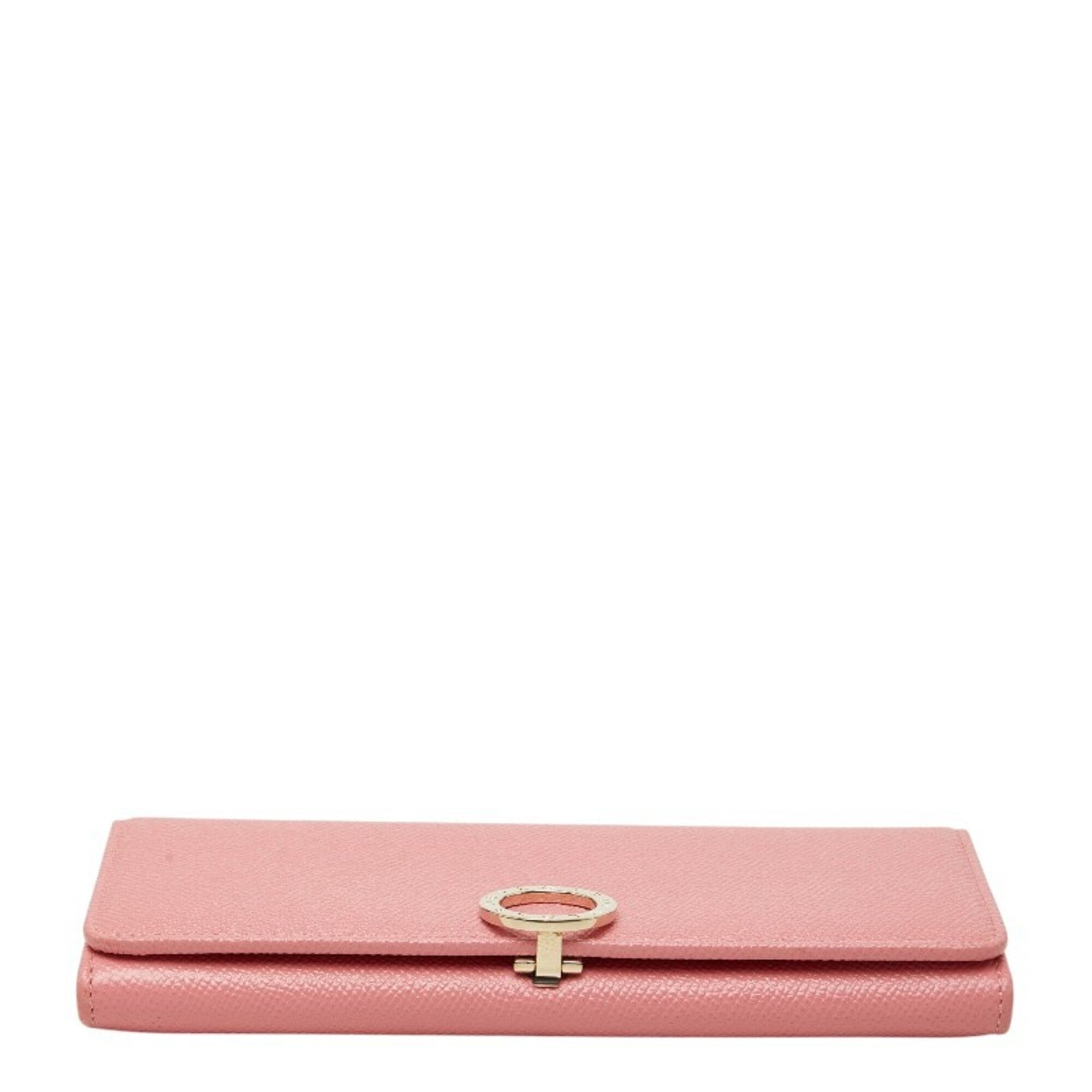 Bvlgari Pink Leather Long Wallet (Bi-Fold) (Pre-Owned)