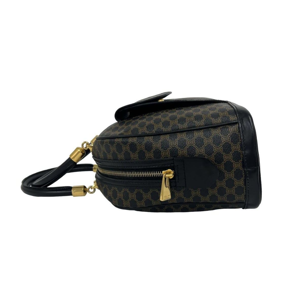 Celine Black Brown Leather Pvc Boston Bag Handbag Tote Bag (Pre-Owned)